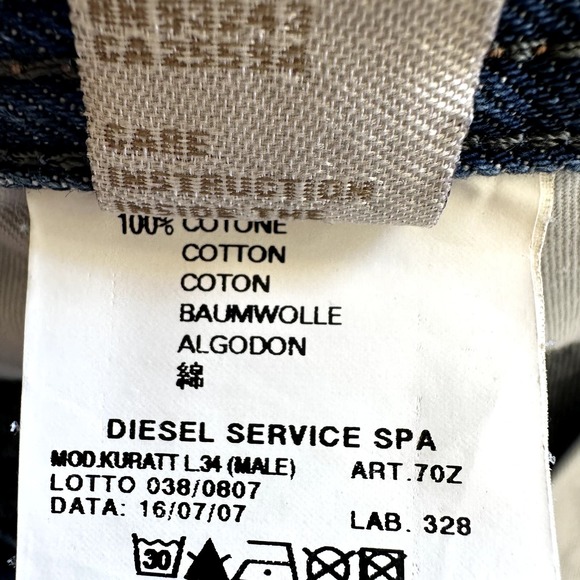 Diesel Kuratt Straight Leg Jeans Medium Wash Snap Button Fly 100% Cotton 40x34 - 7