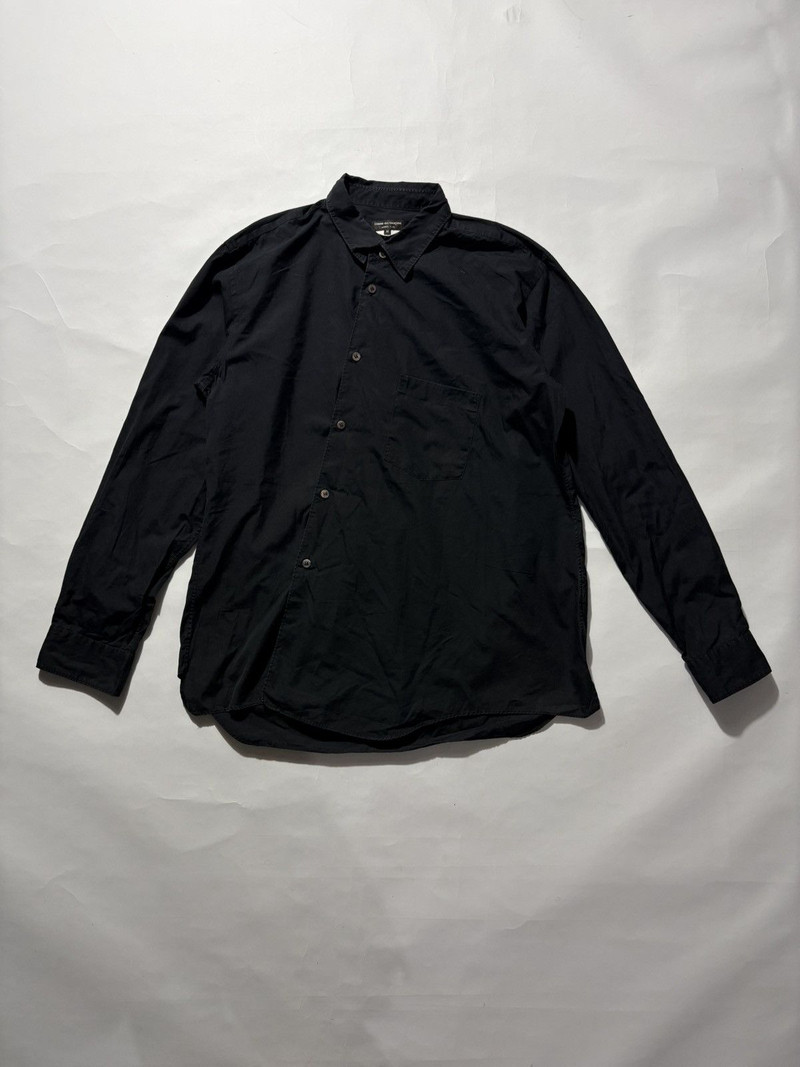 COMME DES GARCONS HOMME PLUS ASYMMETRIC BUTTON UP BLACK L/S - 1