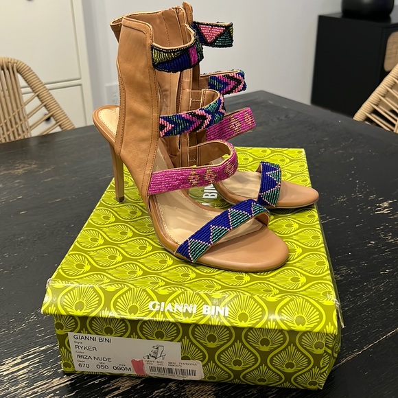 Gianni Bini Ryker Multi Color Embellished Beaded Heel Sandals - 1