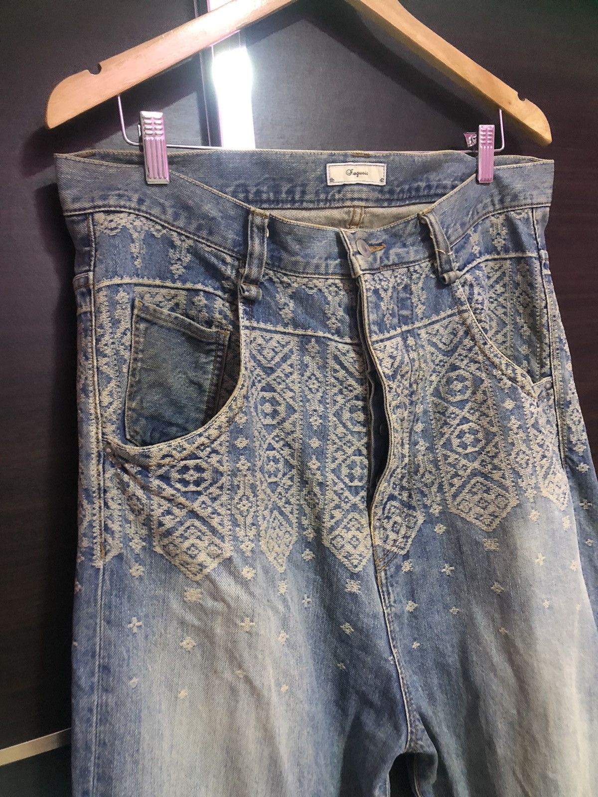 Japanese Brand - 🔥Iroquois Cross Art Design Pants Buckle Back Jeans - 1