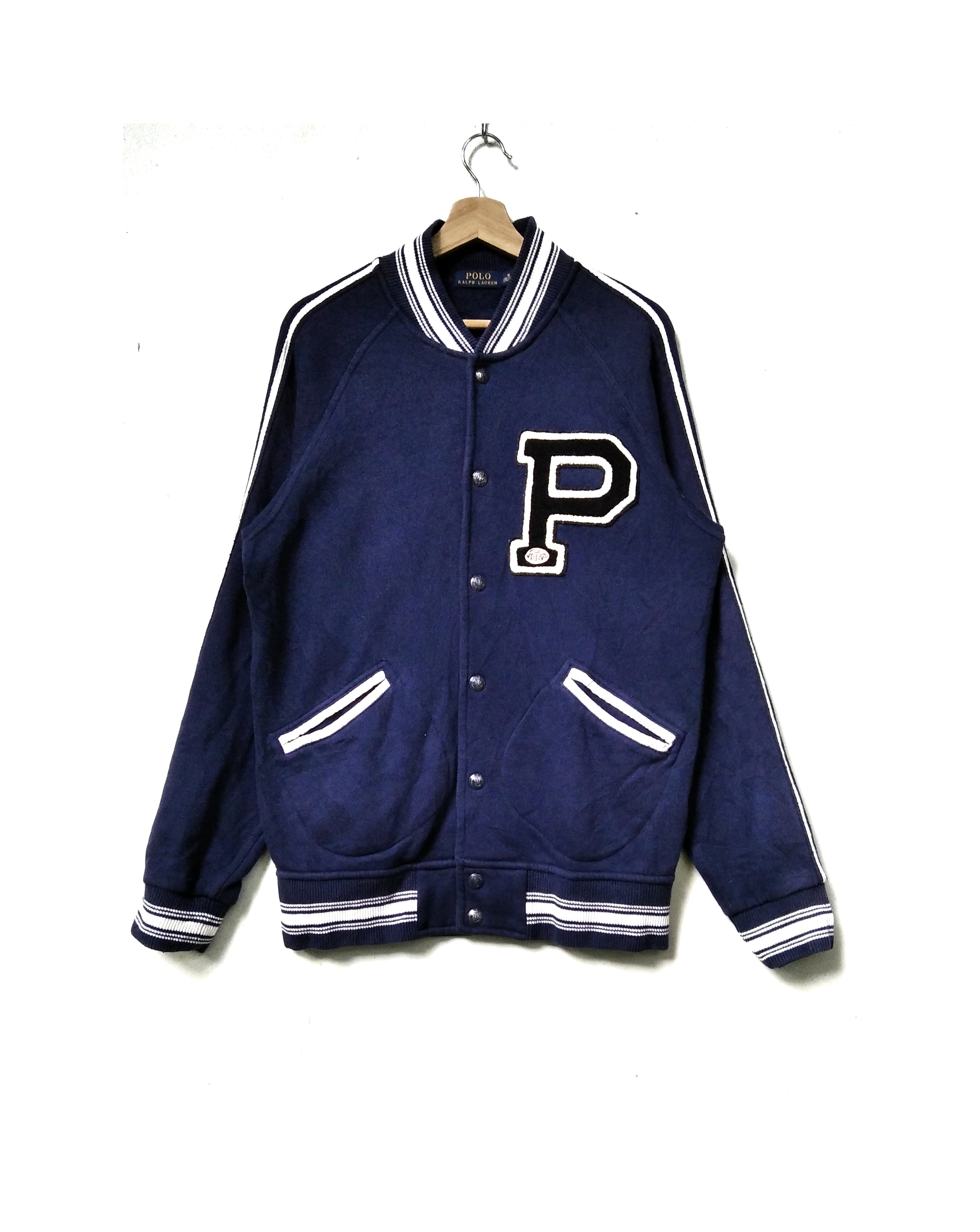 🔥Vintage🔥Polo Ralph Lauren P Logo Varsity Fleece Jacket - 2