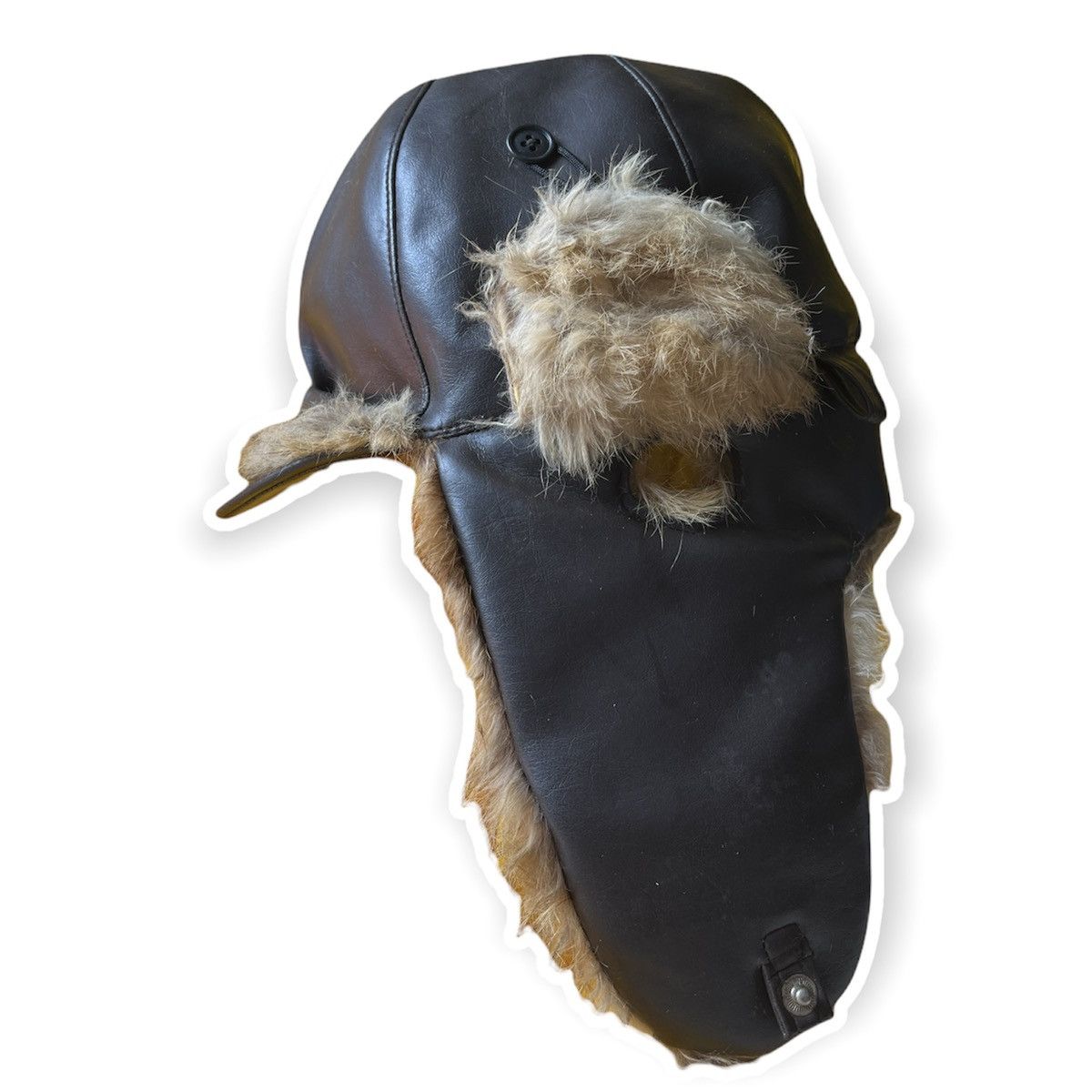 RARE ITEMS 🔥 Vintage Pilot Faux Fur Trapper Leather Fur Hat - 1