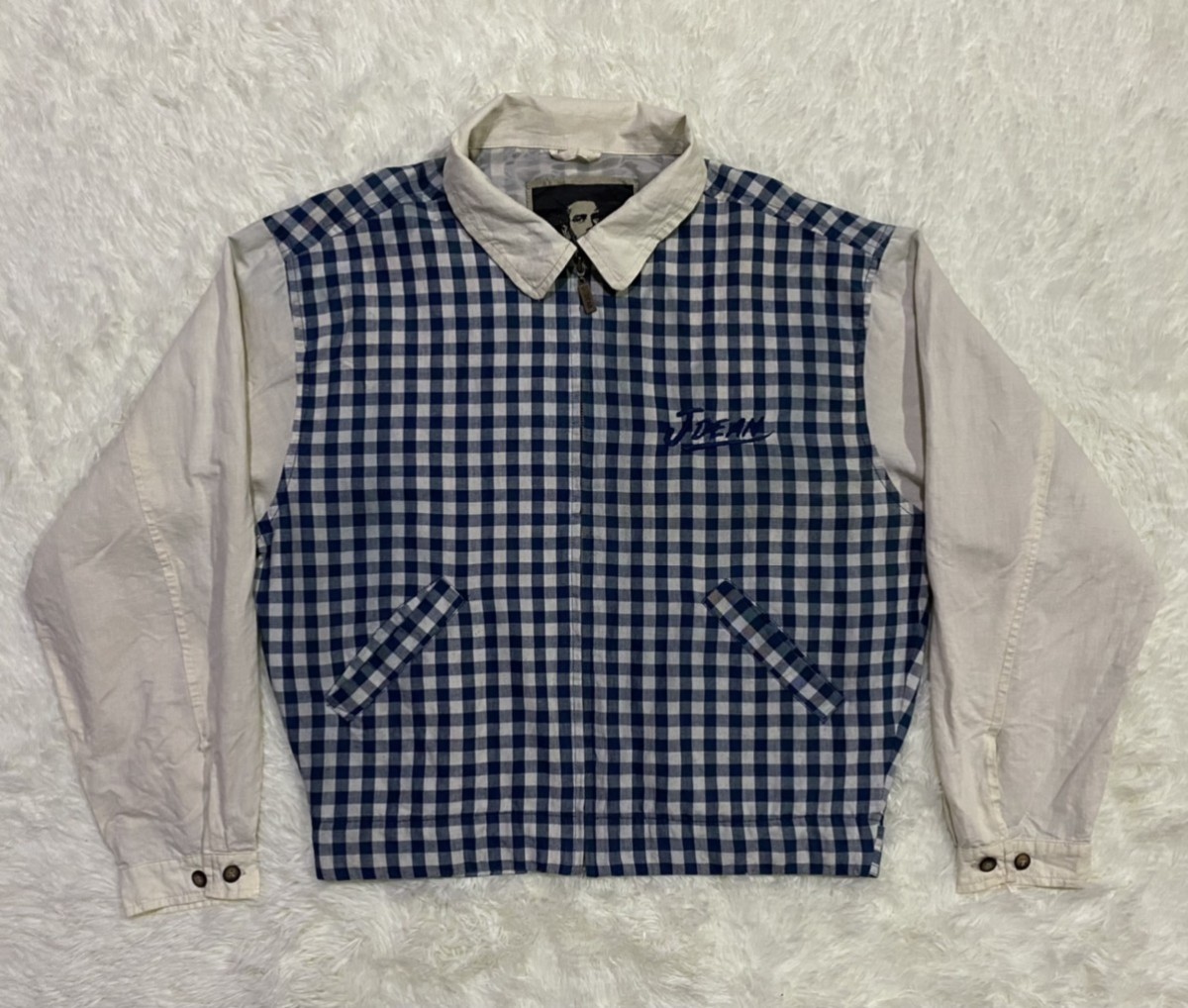 Vintage - Checkered James Dean Linen Cotton Zipper Jacket - 10