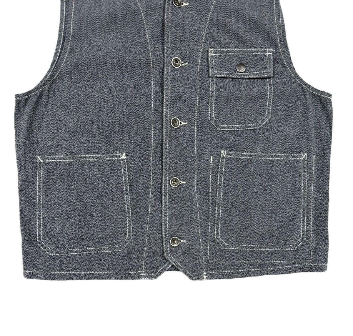 Vtg🔥Engineered Garments Hbt Chambray Buckle Vest Button Vest - 4