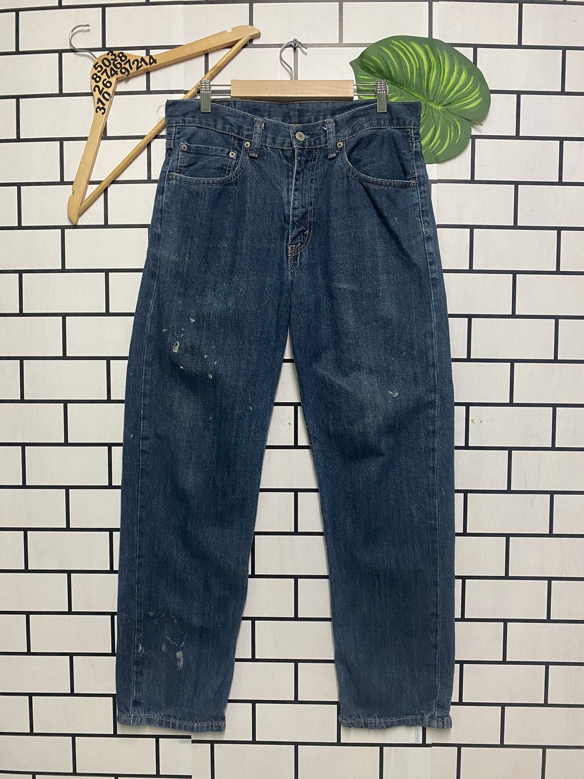 Vintage LEVIS 550 Mid Blue Paint Splashed Jeans - L32 - 1