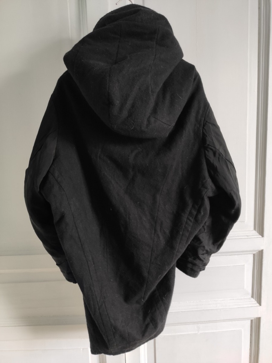 ARCHIVE ! CRACK AW13 black wool BIG HOOD padded coat - 4