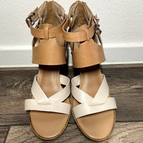 Dolce Vita neutral leather heeled sandals size 8 euc - 2