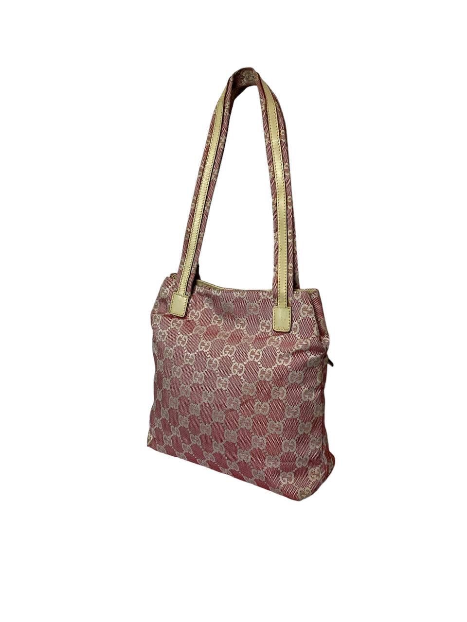 Vtg🔥Authentic Gucci Monogram GG Pink Mini Tote bag - 5