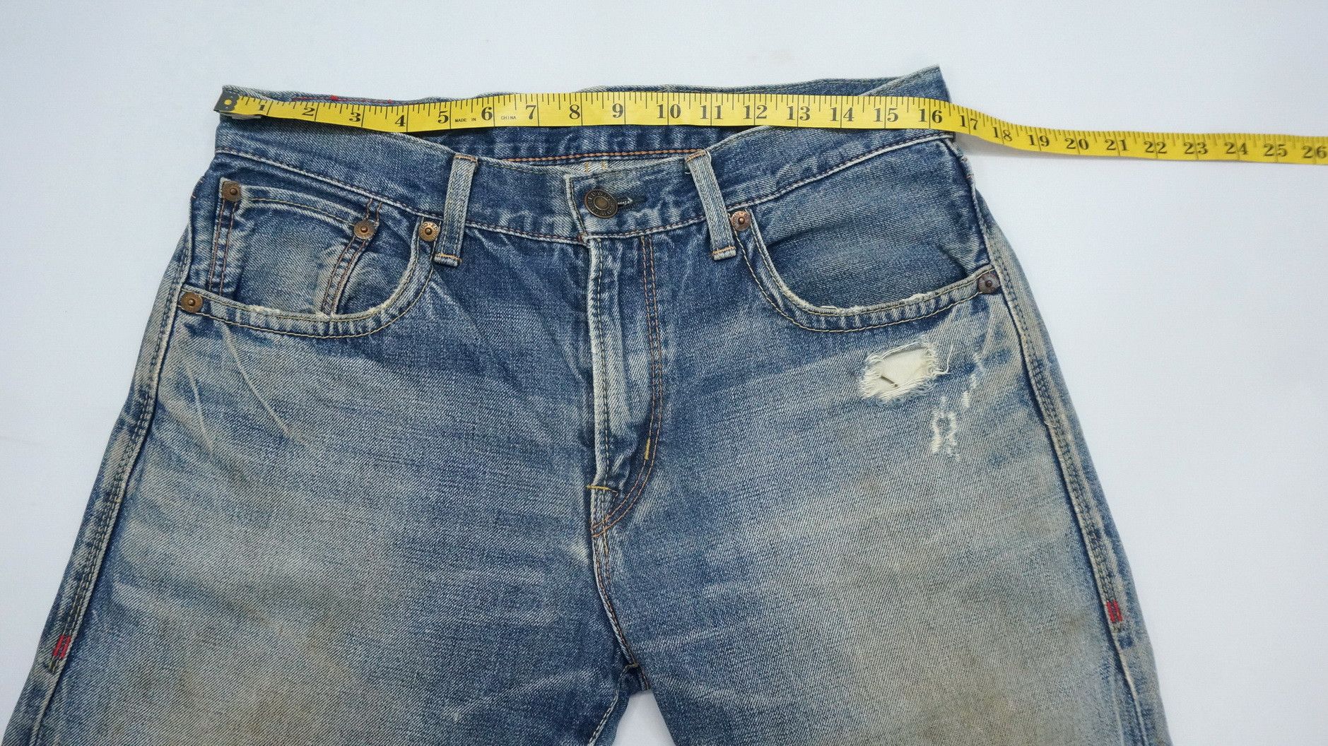 🔥 Vtg EDWIN 13oz Grand Blue Selvedge Worn Out Aging Denim - 17