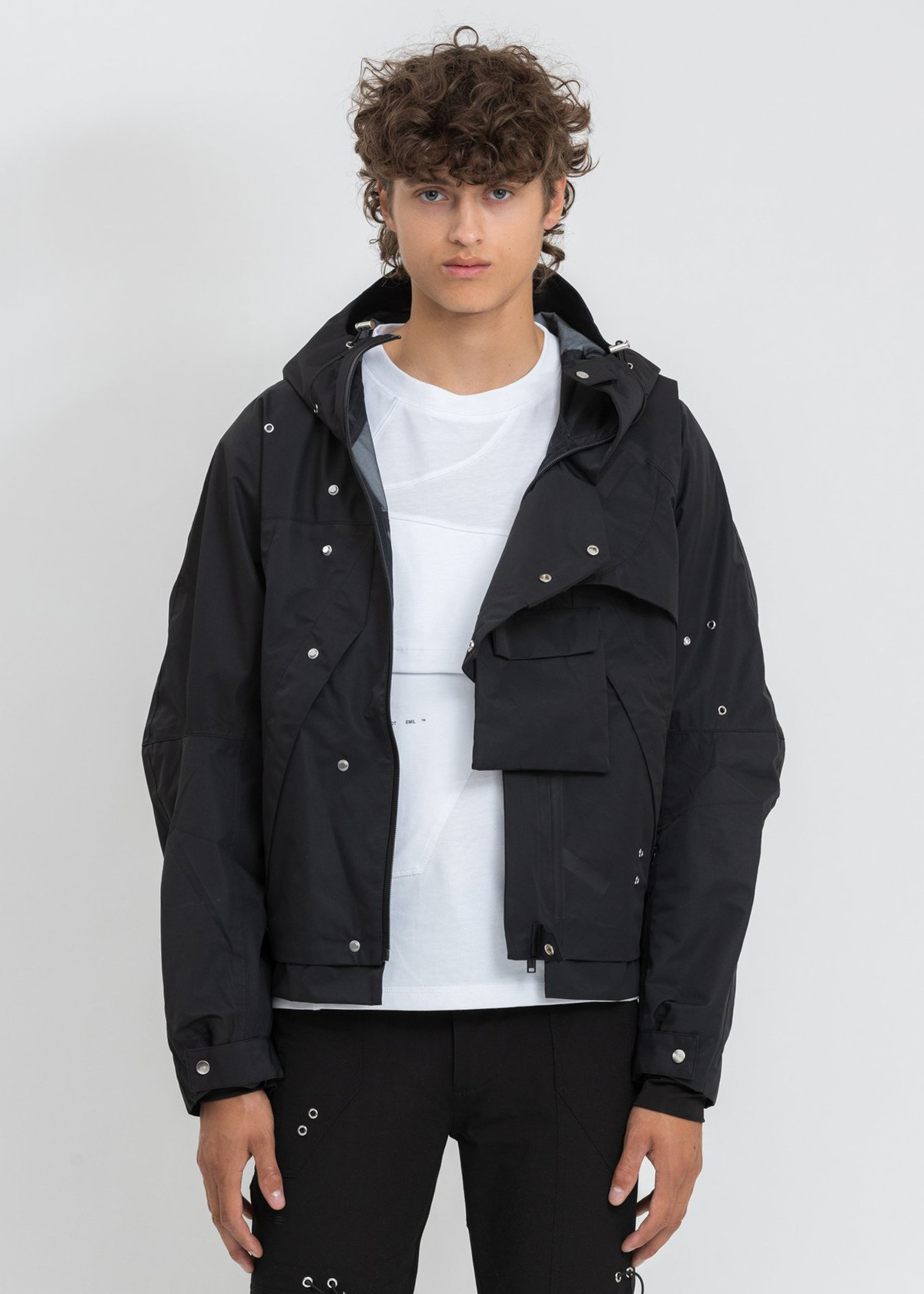 SS21 Black Layered Technical Windbreaker Jacket - 21