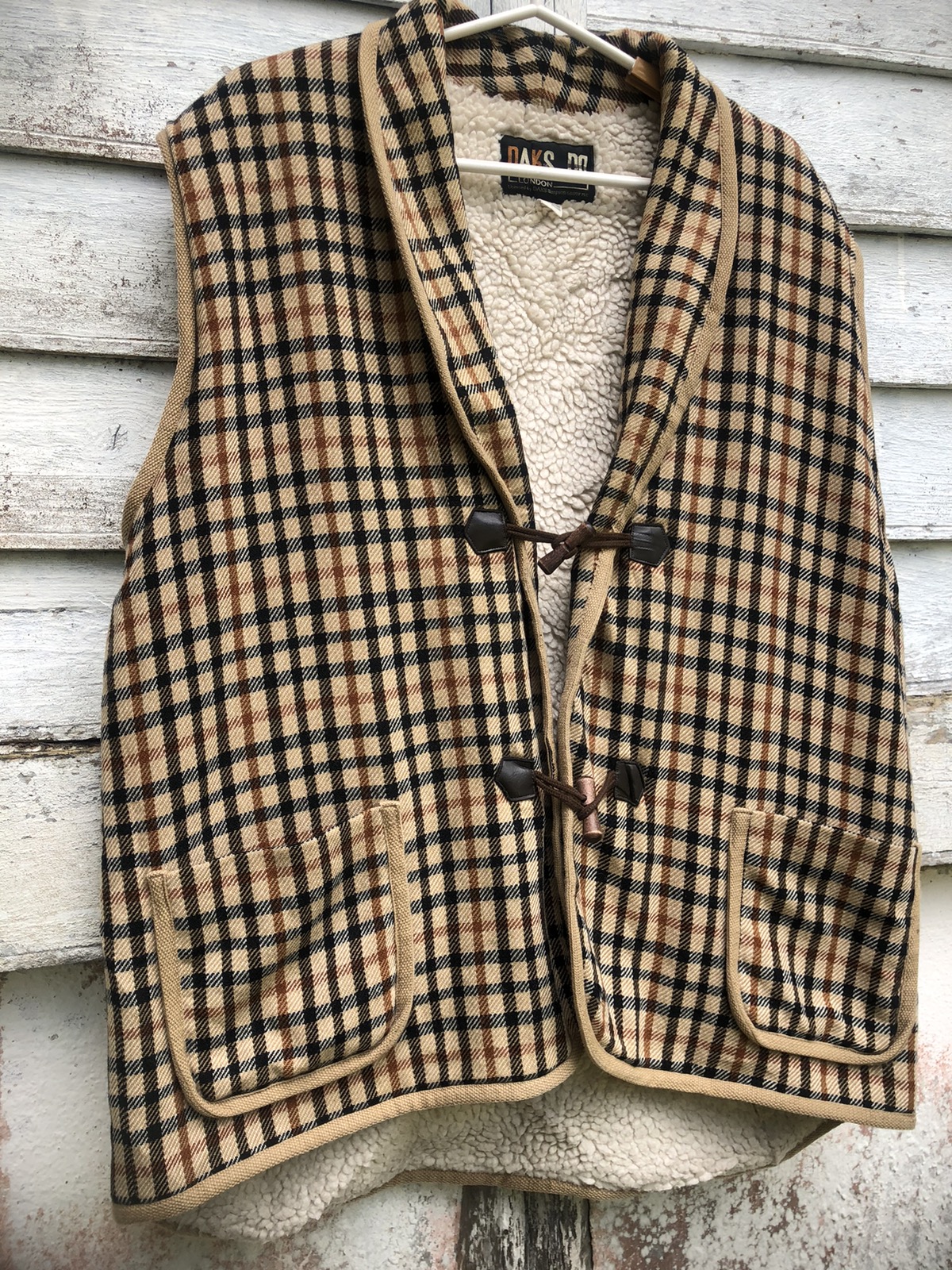 Vintage - Vintage Daks London Iconic Check Sherpa Vest - 3