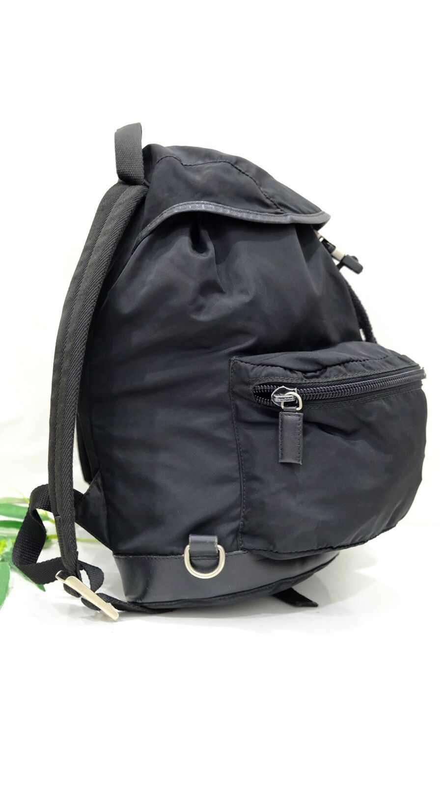 Authentic prada backpack Black Nylon Double pocket - 4