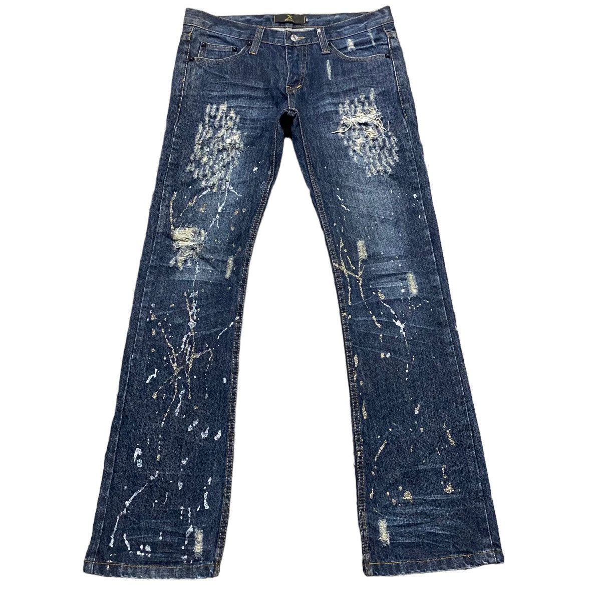 If Six Was Nine - Xfrm Thrashed Denim Flare Jeans Painter - 1