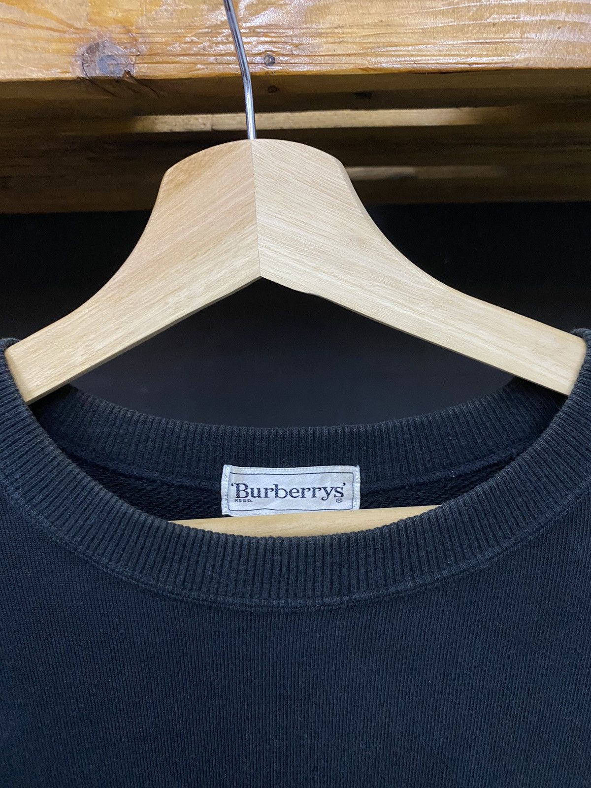 Vintage Burberry Embroidered Black Faded Sweatshirt - 6