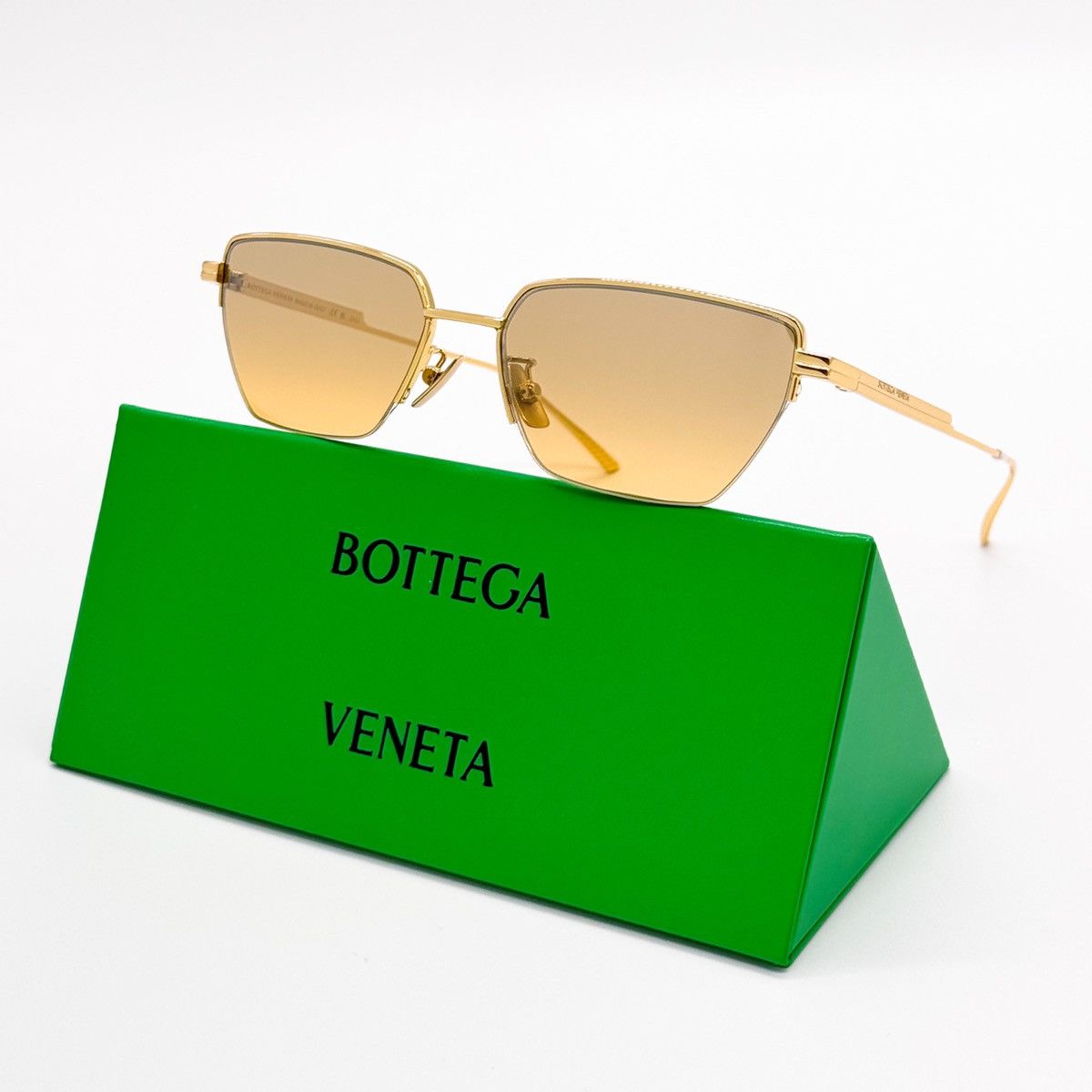 NEW BOTTEGA VENETA BV1107S 002 CAT EYE GOLD WOMEN SUNGLASSES - 1