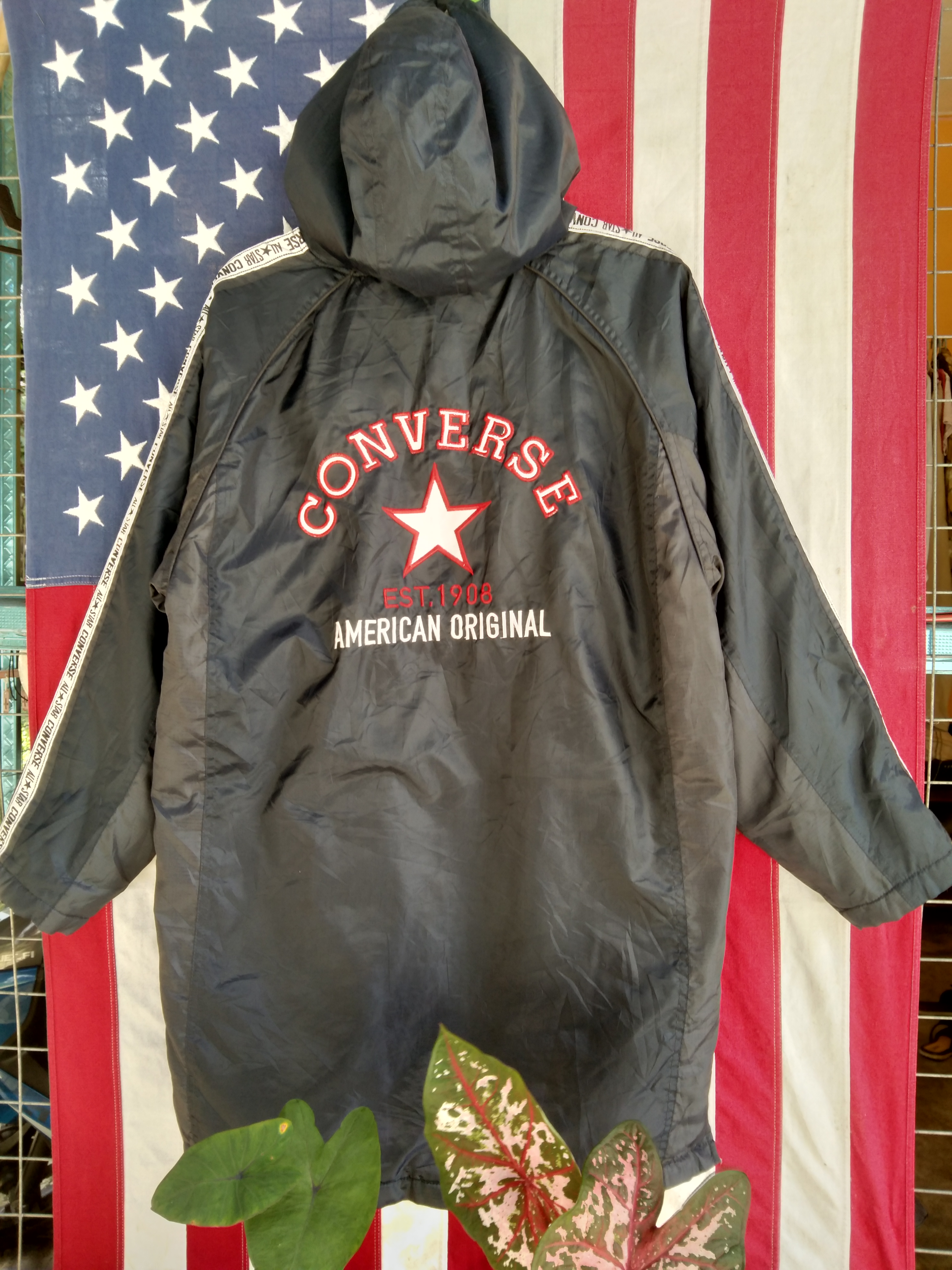 CONVERSE HOODIE SHERPA PARKA LONG JACKET BIG LOGO - 1