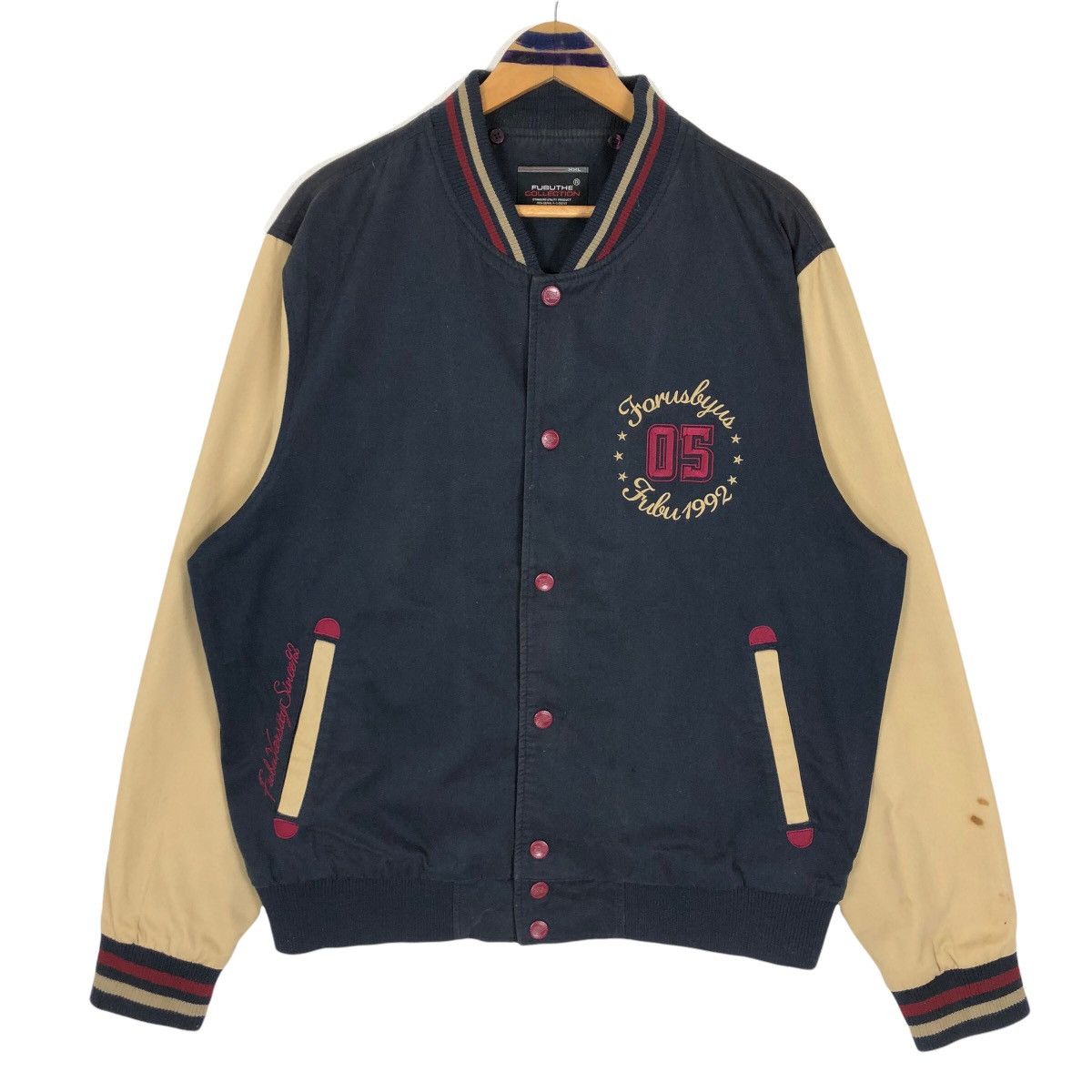 Vintage 90s FUBU Cotton Varsity Jacket Big Logo Embroidery - 1