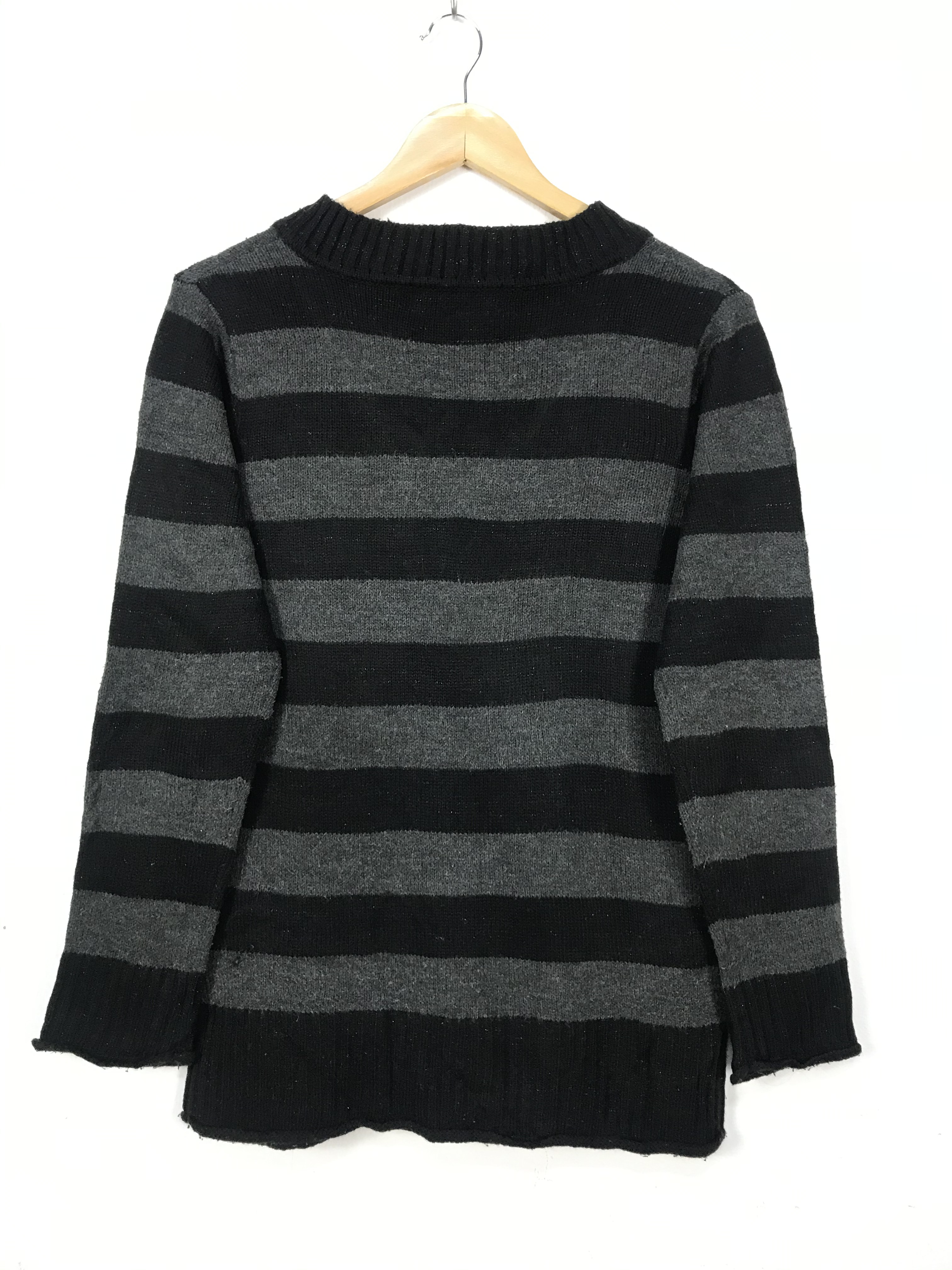 Japanese Brand - Sharp Shooter Grunge Kurt Cobain Stripe Vneck Knitwer #2678 - 7