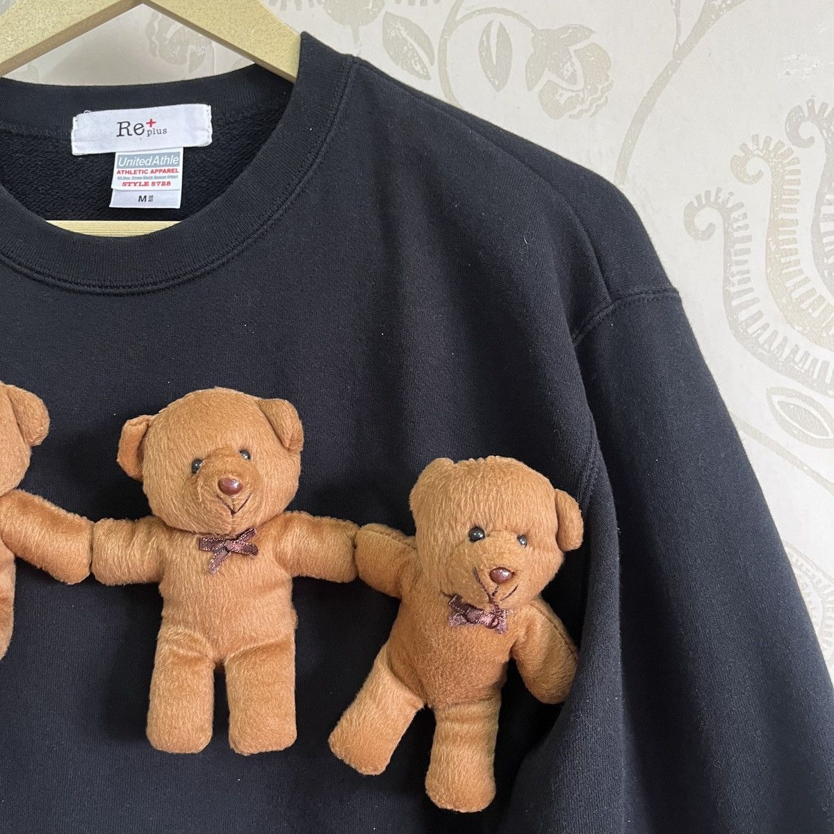 Designer - Rare Mini Teddy Bear Distressed Black Crewneck Sweater - 4