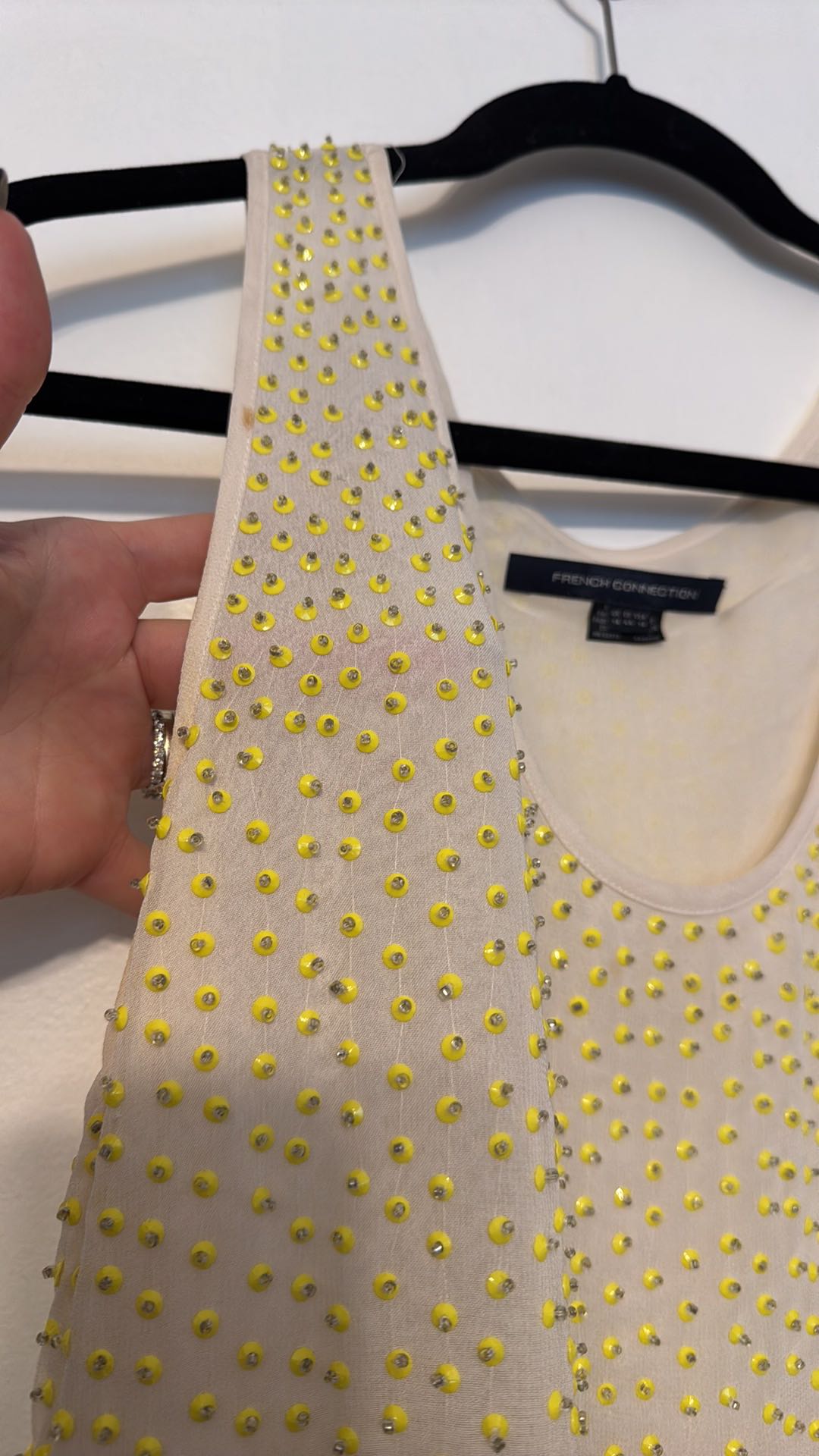 French Connection Yellow Embellished Beaded Cami Tank - 9