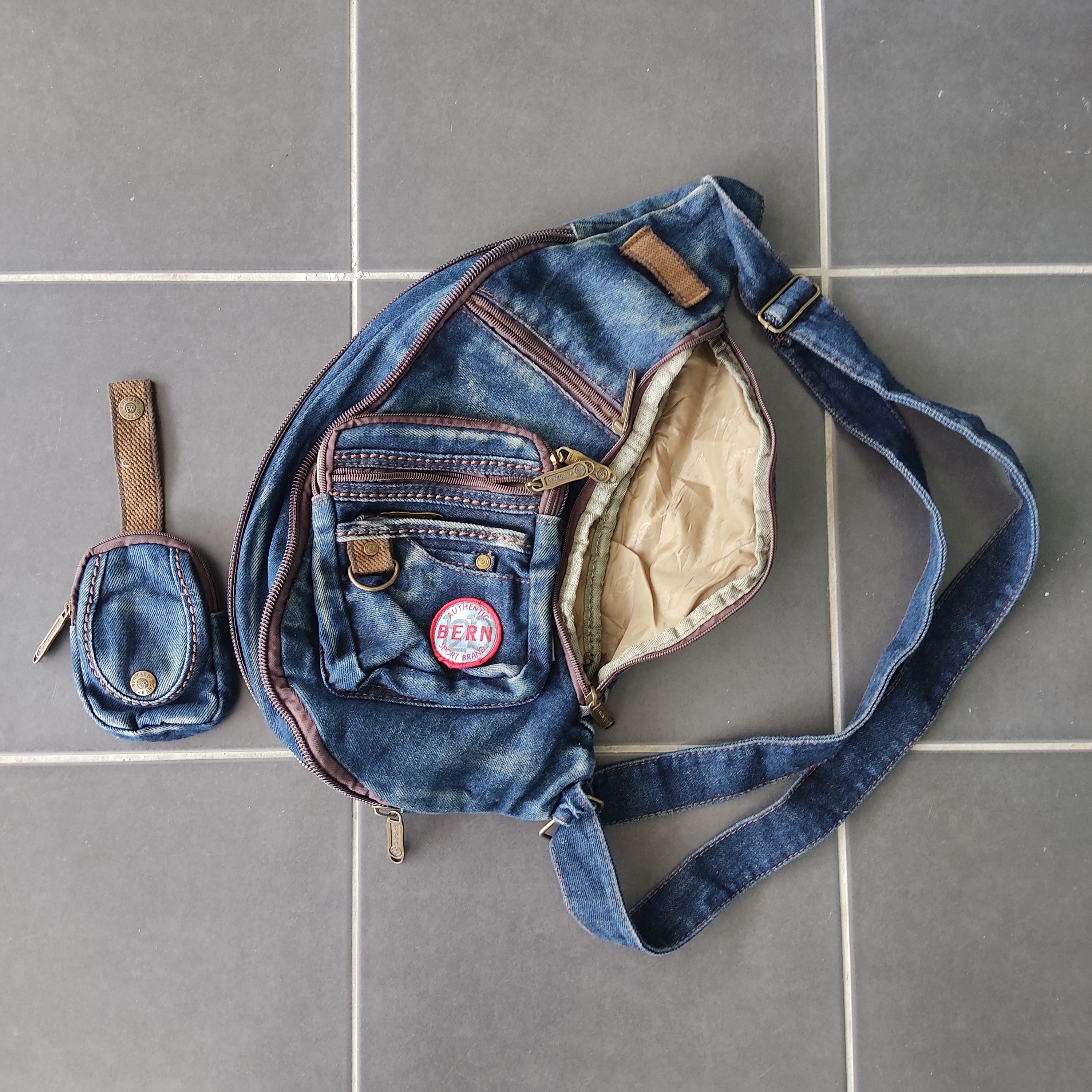 Authentic Bern Sport Distressed Denim Sling Bag - 8