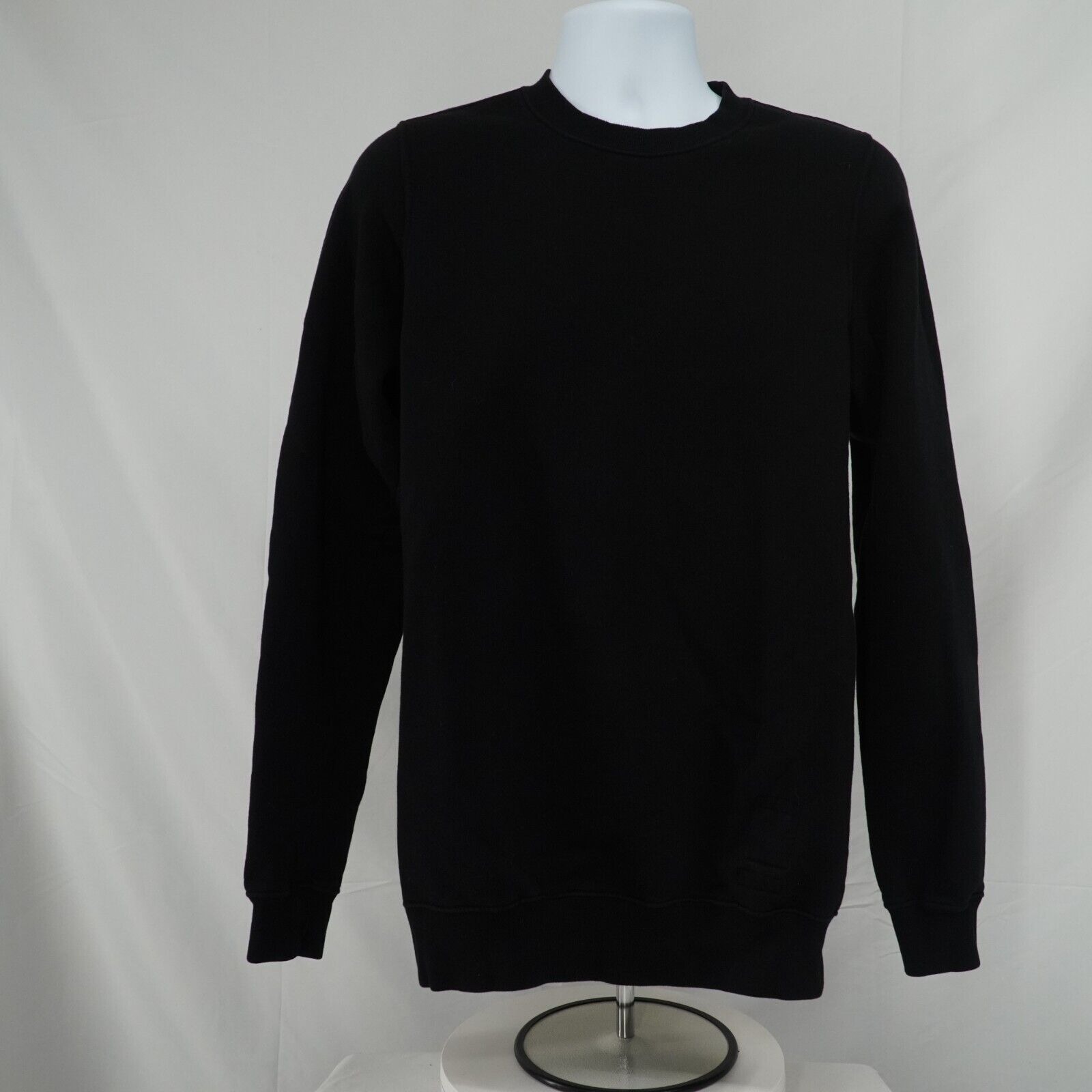 Black Crew Neck Long Sleeve Shirt Cotton - 1