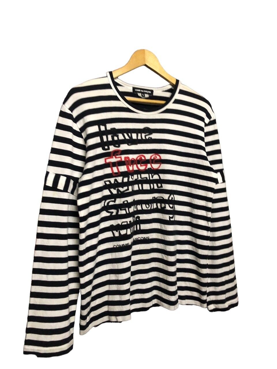 Rare🔥Cdg Poem *Live Free With Strong Wili*Striped Tee - 6
