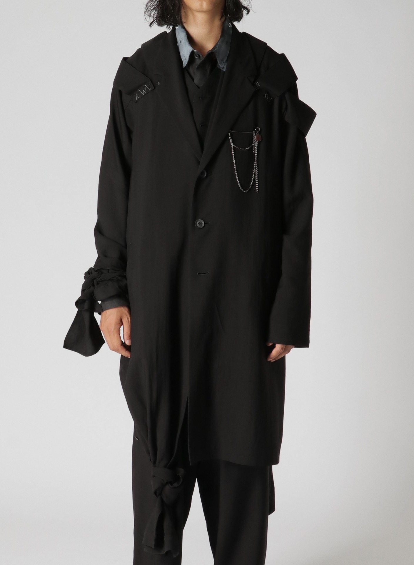 Yohji Yamamoto 24ss show knotted draped coat - 6