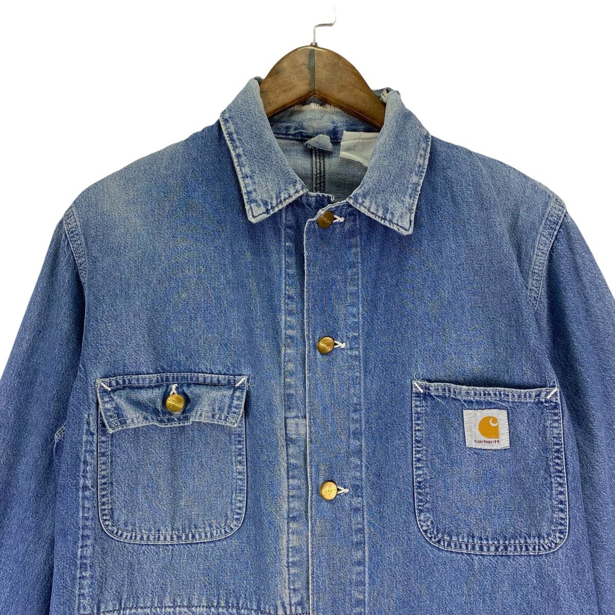 Vintage Carhartt Michigan Denim Chore Distressed Jacket - 5