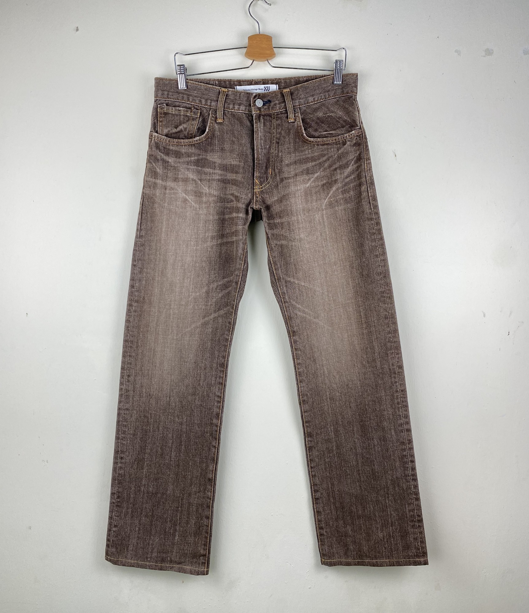 EXCLUSIVE VINTAGE MODEL EDWIN BROWN FADED JEAN STRAIGHT CUT JEAN ARCHIVAL JEAN - 1