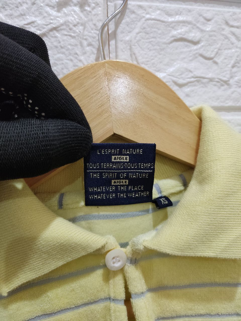 Vintage - Aigle Yellow Striped Made in Japan Polo Tee - 8