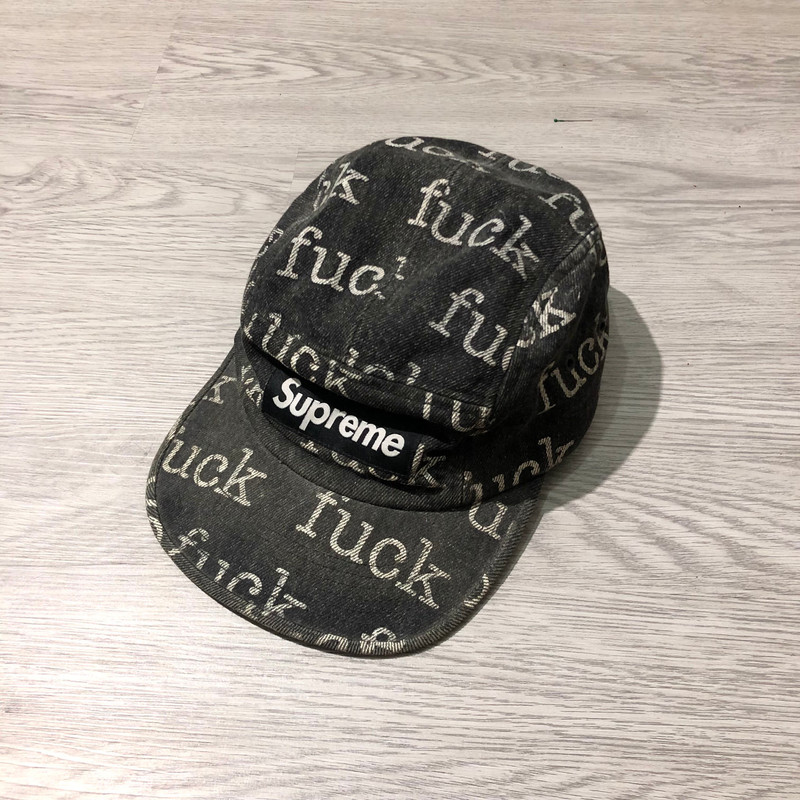 Supreme Supreme Fuck Box Logo Denim Camp Cap | buynpack | REVERSIBLE
