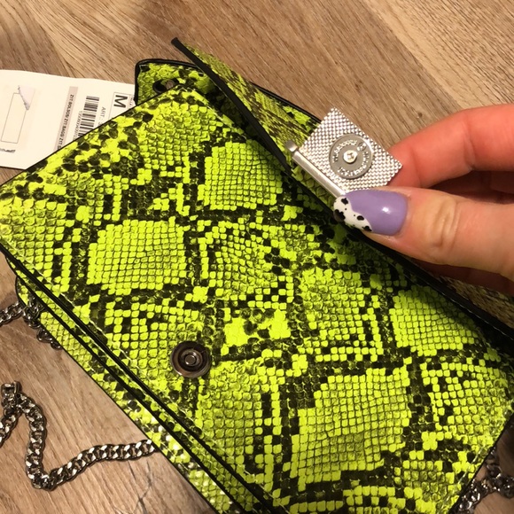 Zara Neon Animal Reptile Snake Print Mini City Bag - 10