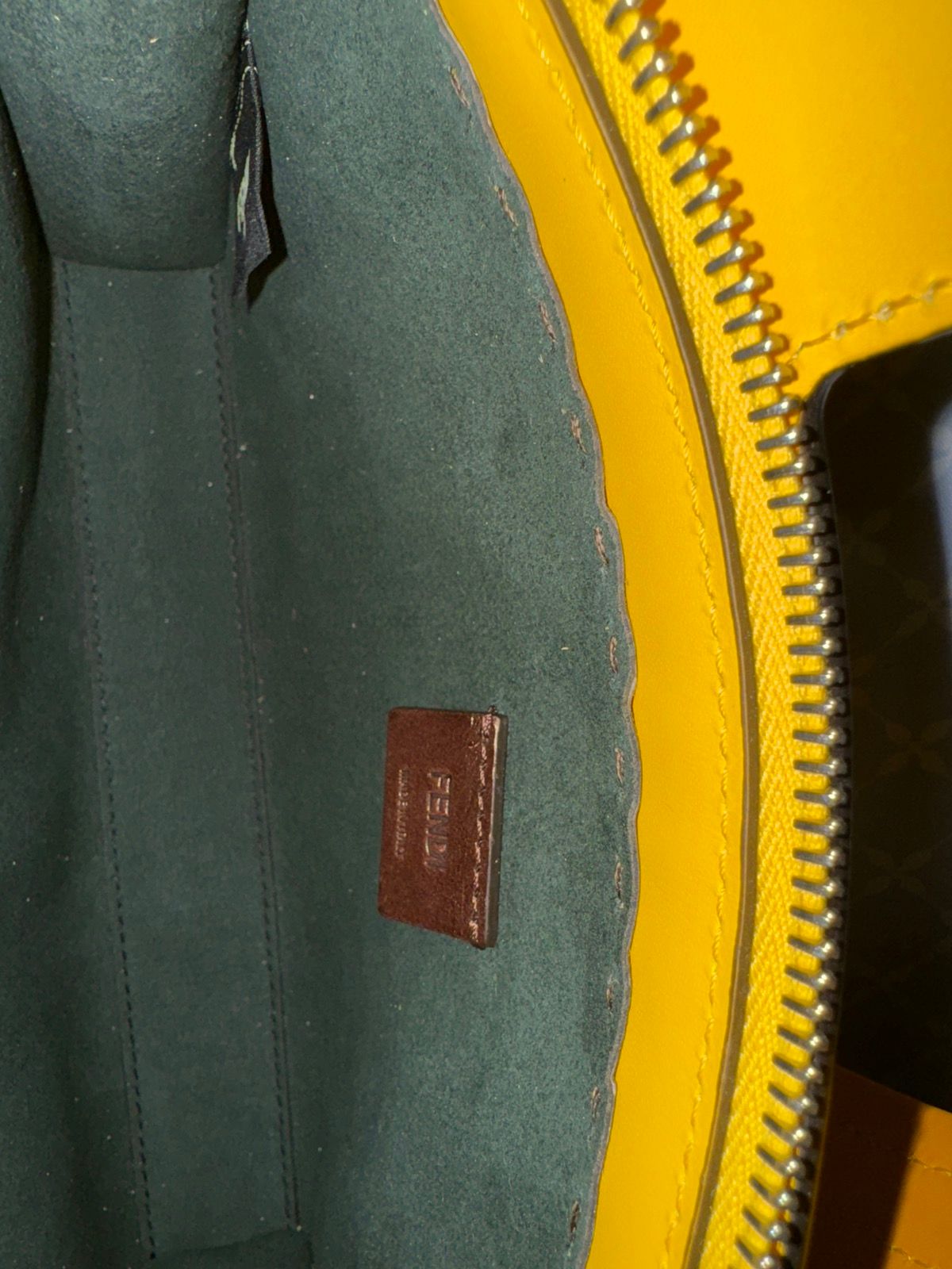 FENDI MAN'S YELLOW LEATHER MINI SHOPPER BAG WITH LOGO - 17