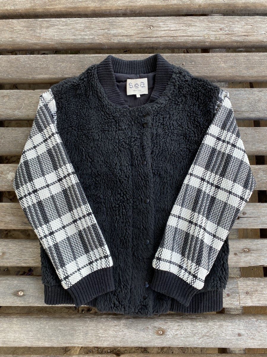 Made In Usa - ŠÊÄ Crochet Sleeves Sherpa Fleece Jacket Made in USA - 2