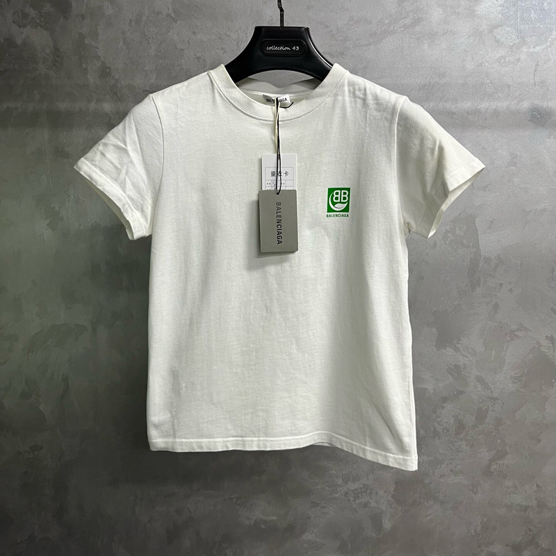 Balenciaga White Short-Sleeve T-Shirt with Logo Lettering Print - 1