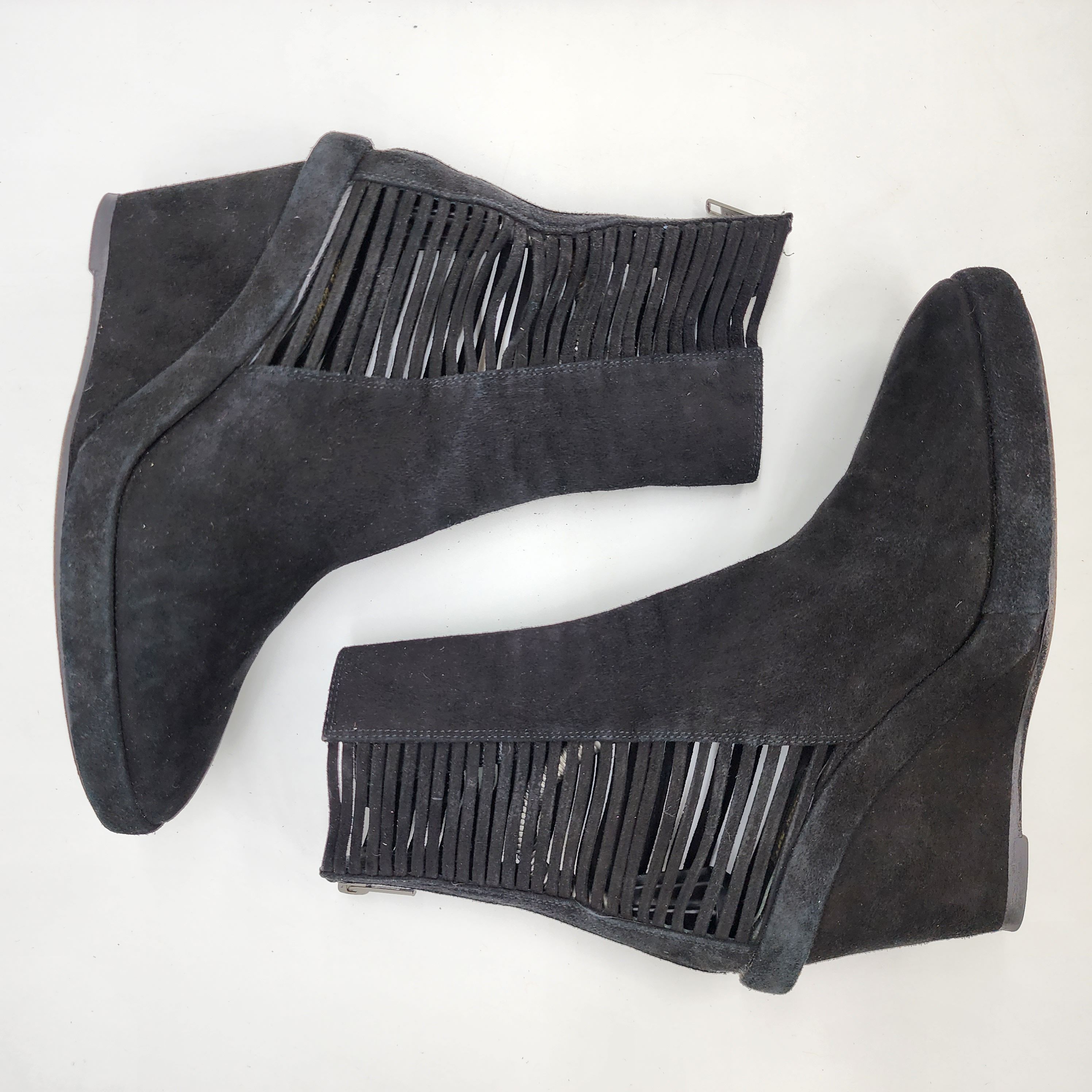 Ann Demeulemeester - Black Suede Slatted Wedge Boots - 7