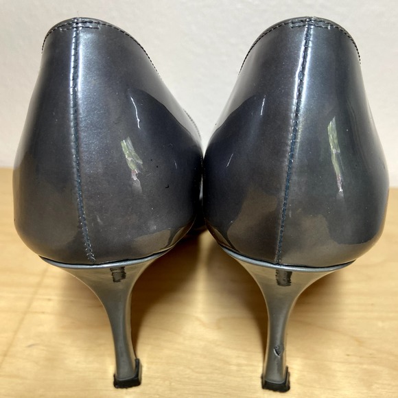 Manolo Blahnik Peep Toe Pumps Leather Striped Insole Black EU38 US 7.5 - 4