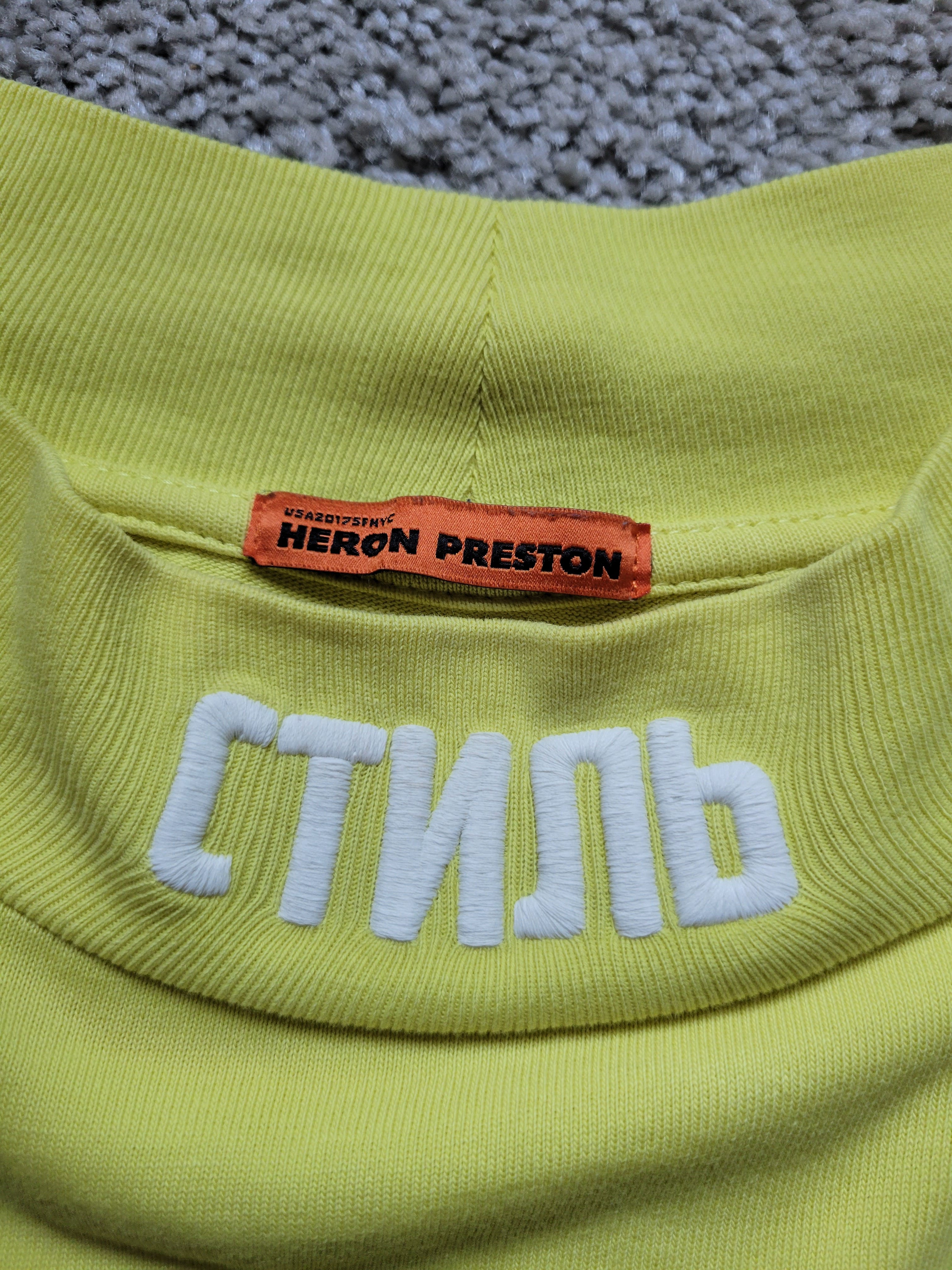 Heron Preston Style Neon Yellow Mock Neck Long Sleeve Shirt - 3