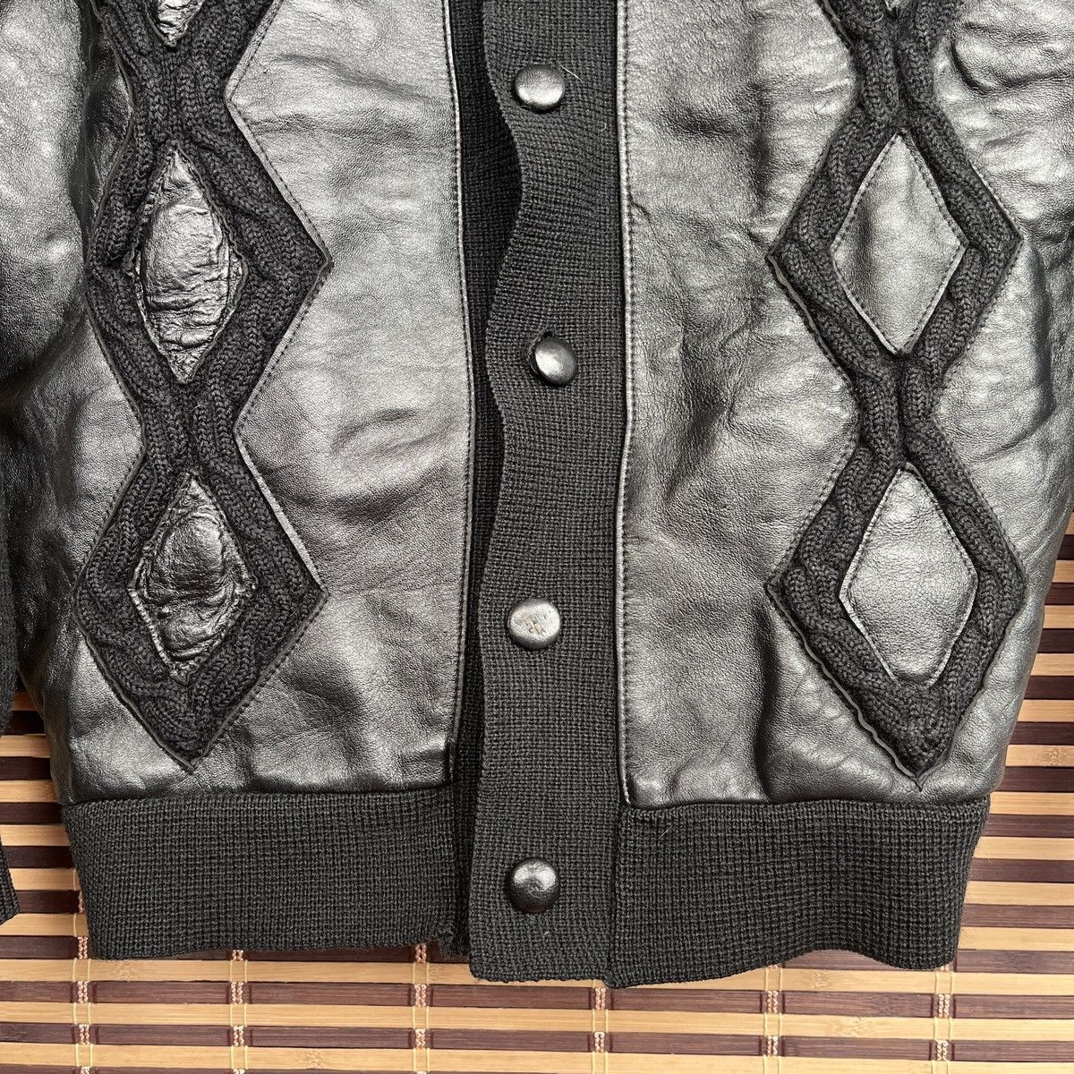 Vintage - Knitwear Leather Sweater Jacket Japan - 9
