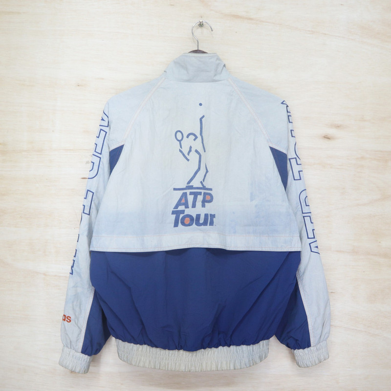 Vintage 90s ADIDAS ATP Tour Spellout Big Logo Embroidered Bomber Windbreaker Jacket  - 1