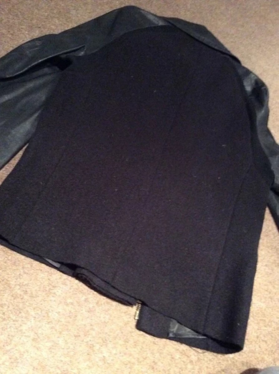 Mainline Wool-Leather Sleeves Asymmetric Jacket - 4