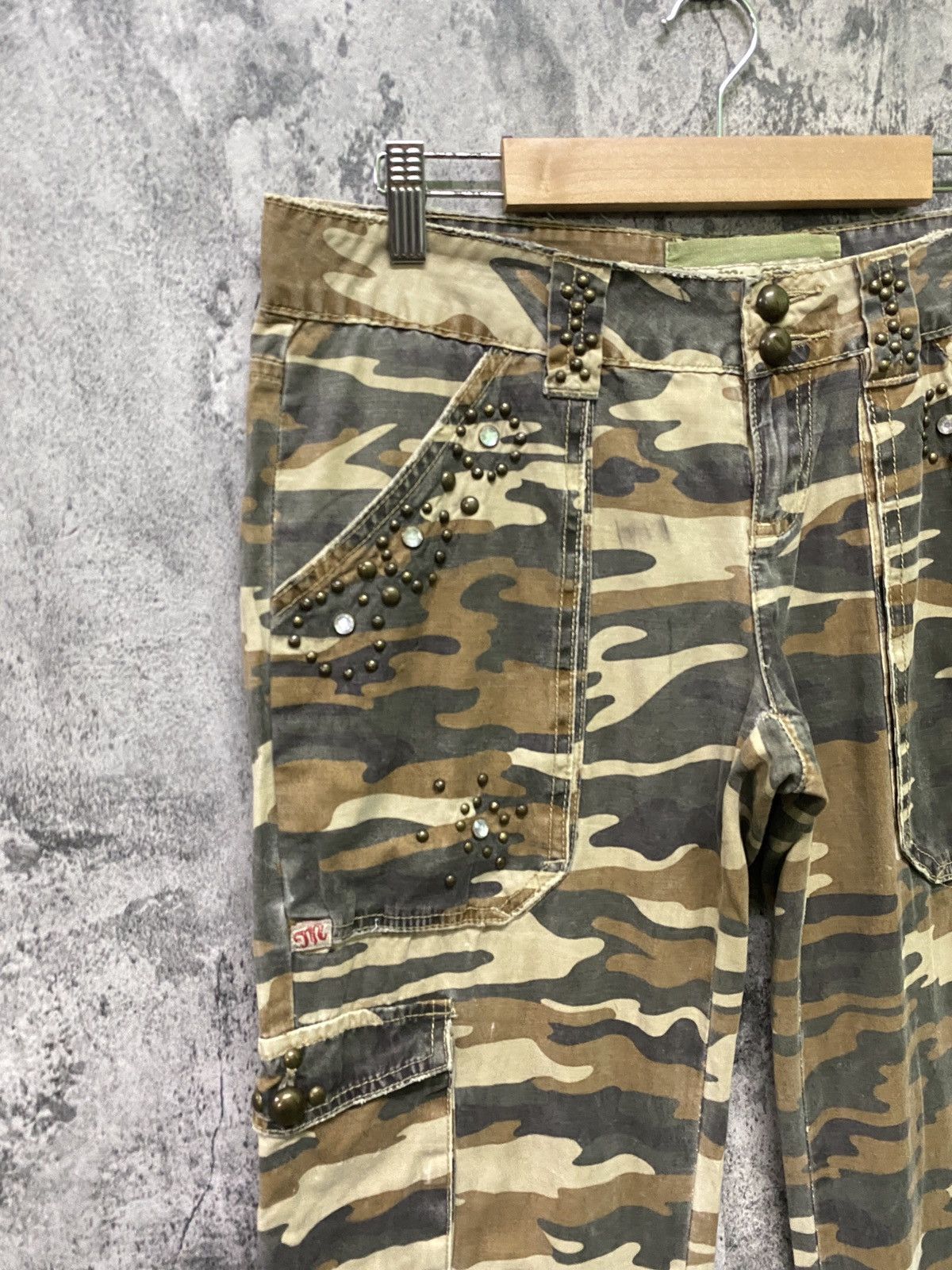 Military - Japan Brand MISS ME Multipocket Low Rise Camo Cargo Pants - 4