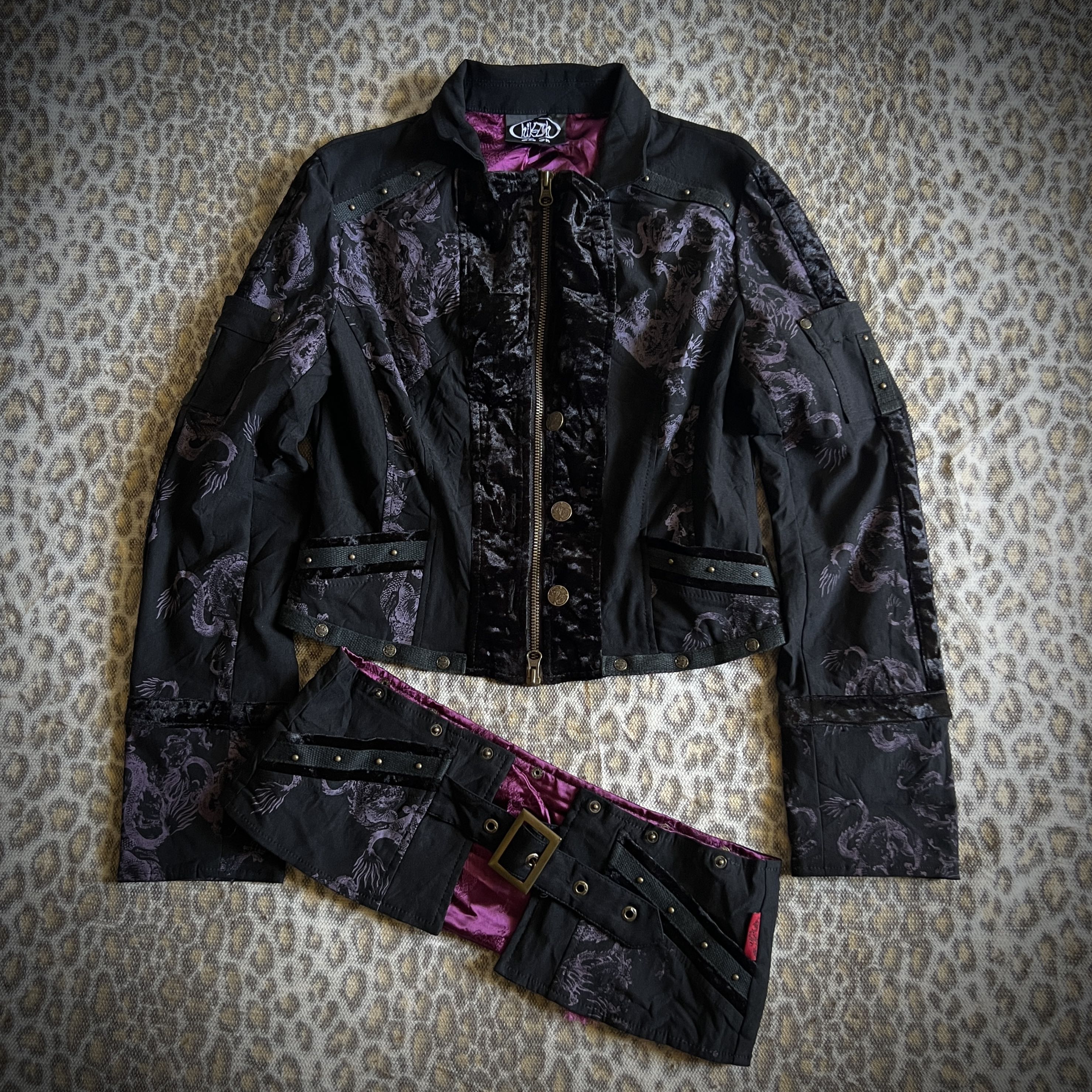 Ozz On Gothic Zip-up Velour Dragon Jacket - 8