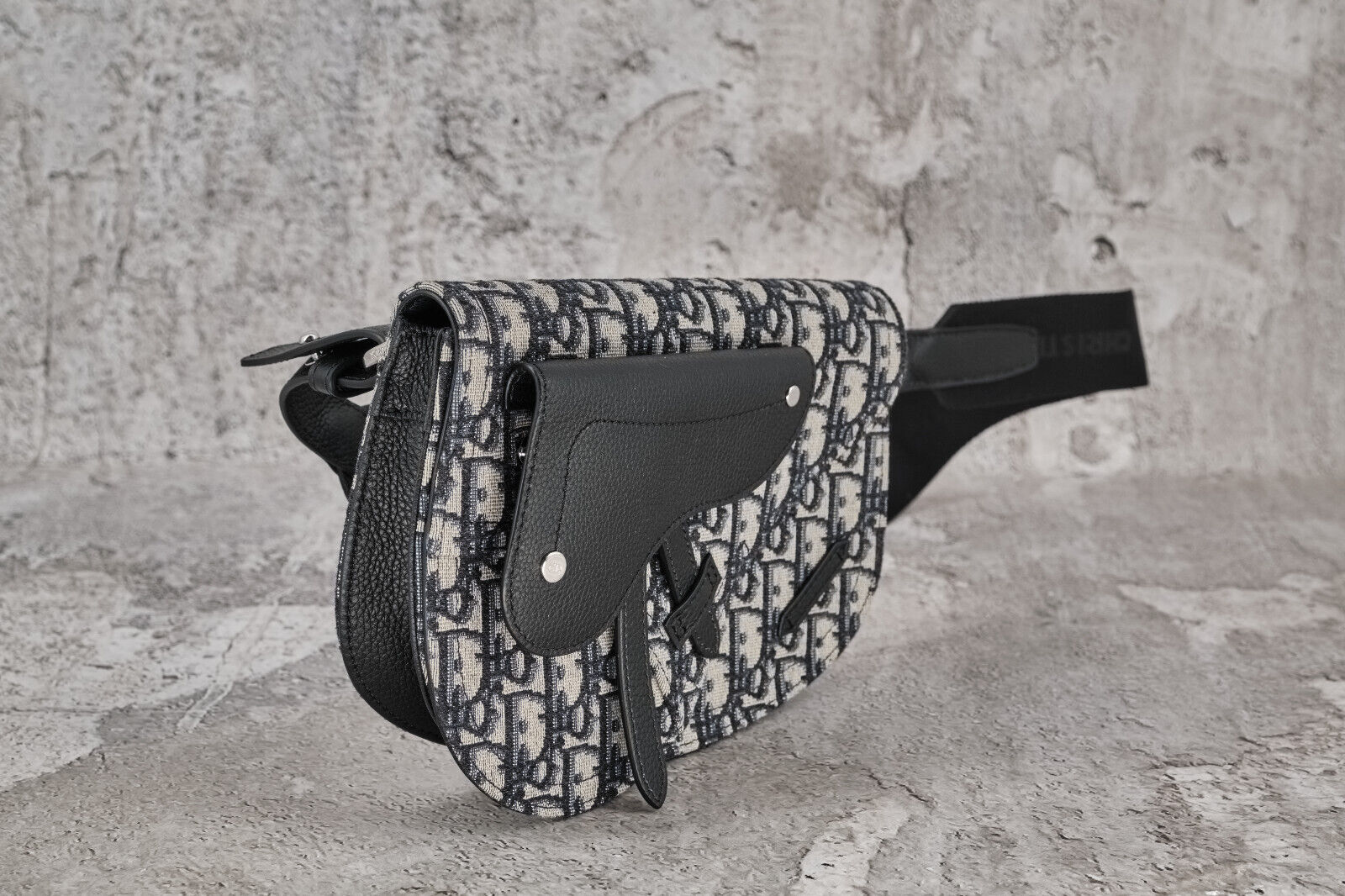 DIOR OBLIQUE CANVAS & LEATHER SADDLE POUCH CROSSBODY BAG - 16