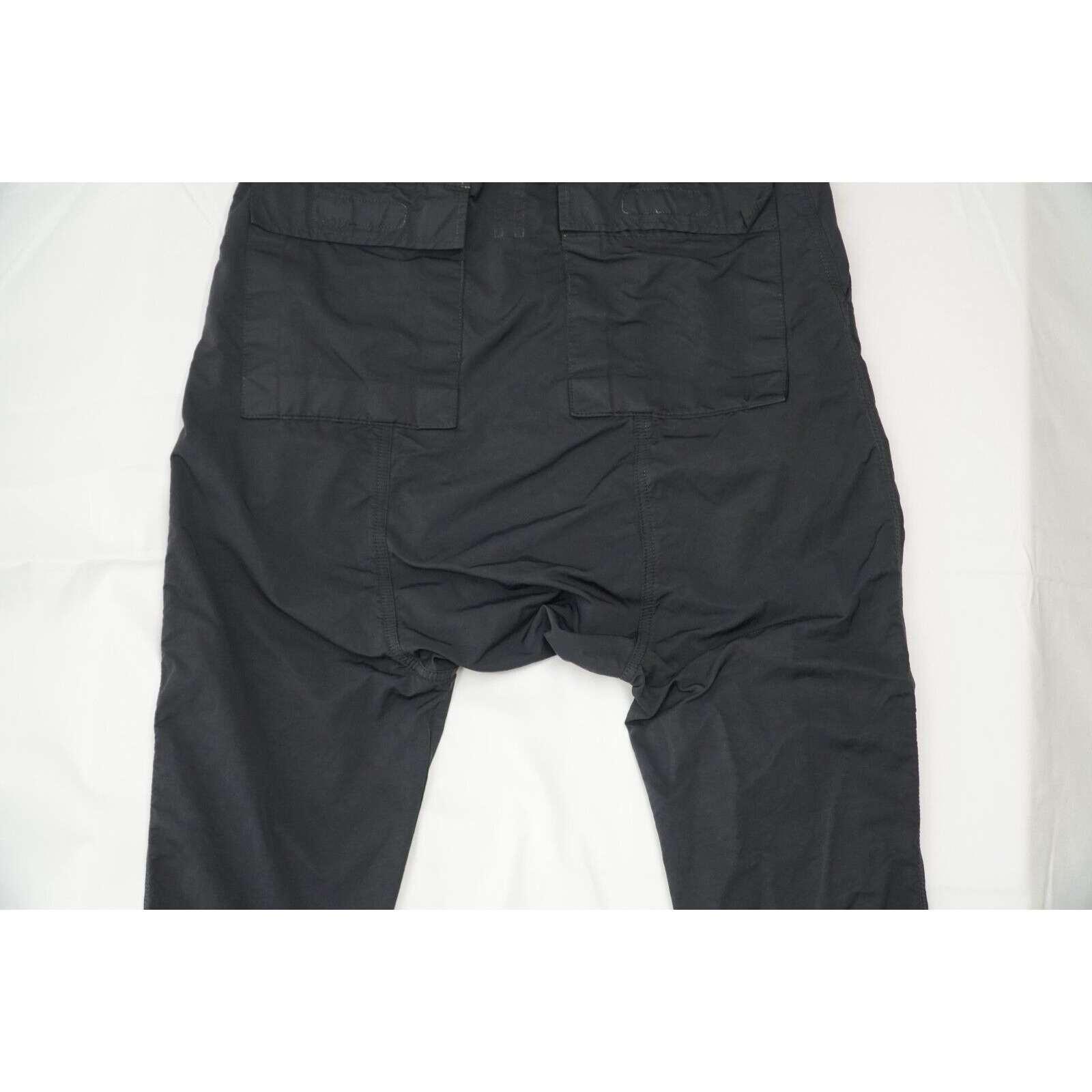 Black Lounge Pants Elastic Drawstring Drop Crotch Large - 8