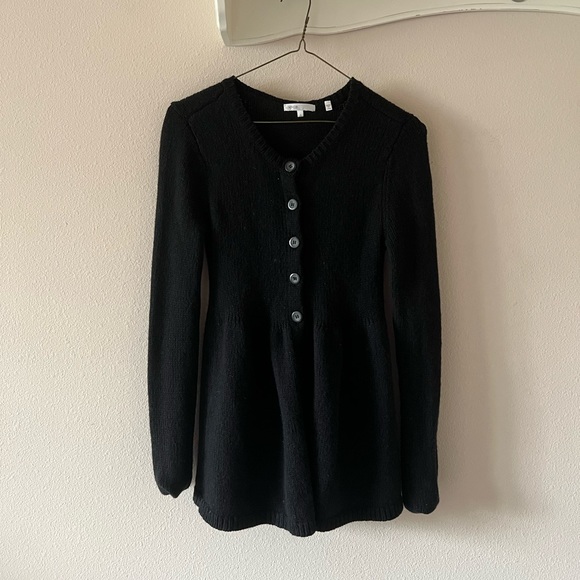 Vince VTG Y2K babydoll cardigan black wool knit - 1