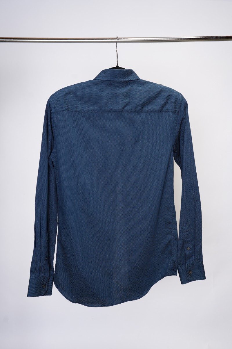 Van Heusen - Blue Perforated (Mesh-Like) Button-Up Dress Shirt - 3