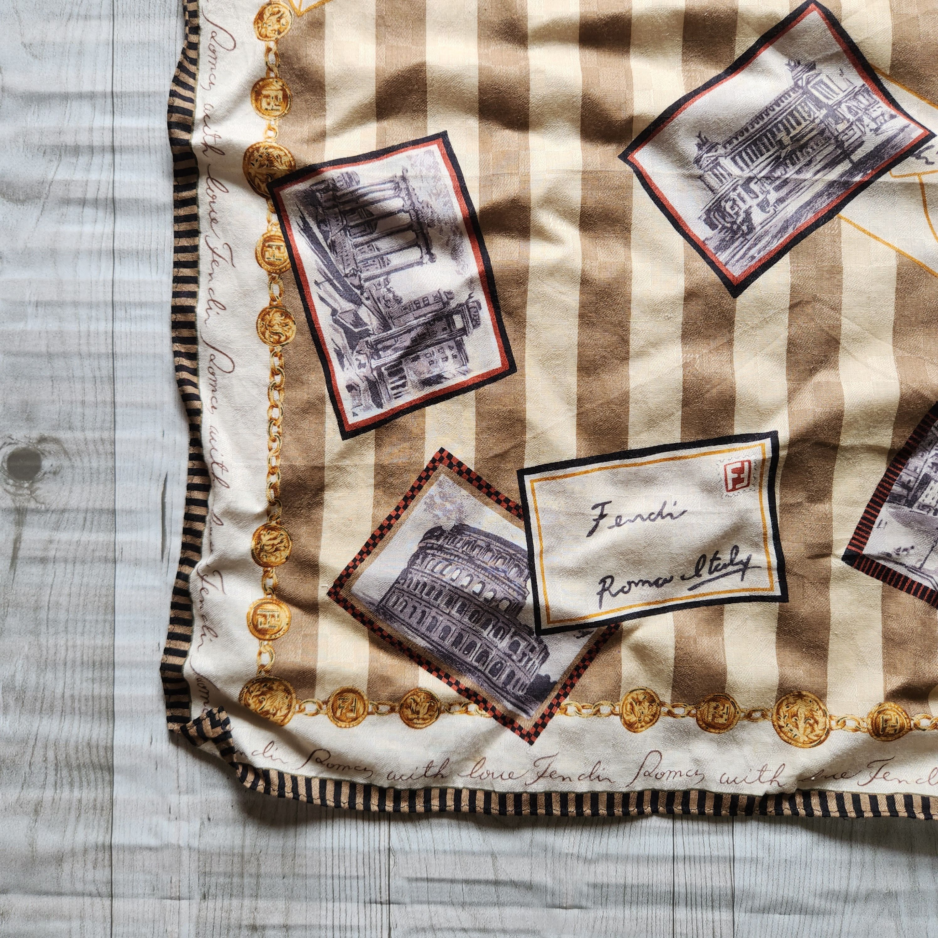 Vintage Fendi Roma Italy Handkerchief Scarf - 10