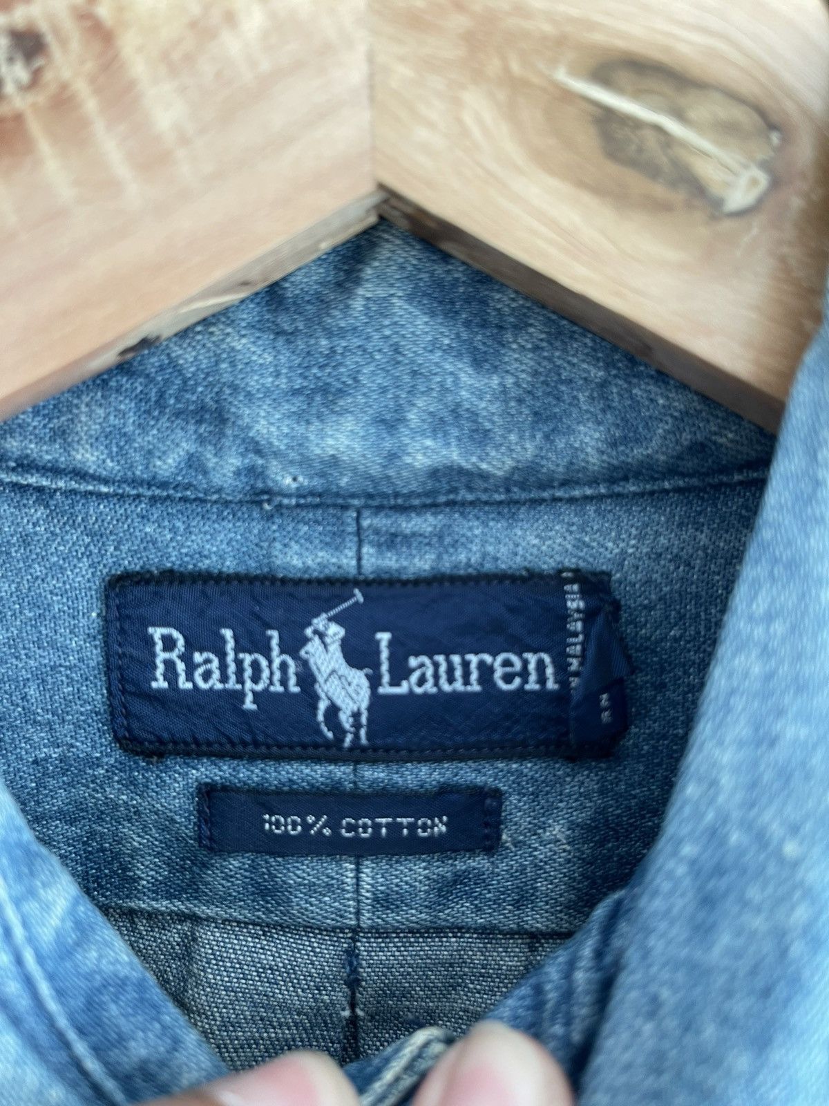 Polo Ralph Lauren - 90s Polo RL Polo Bear Pocket Embroidery Baggy Denim Shirt - 4